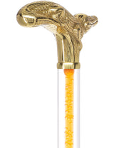 Color Crystal Elegance Brass Alligator Cane with Invisible Acrylic Shaft Options Clear Lucite Walking Canes - Tophatter Daily Deals