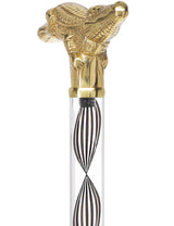 Crystal Elegance Brass Alligator Cane with Invisible Acrylic Shaft Options Clear Lucite Walking Canes - Tophatter Daily Deals