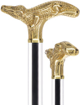 Crystal Elegance Brass Alligator Cane with Invisible Acrylic Shaft Options Obsidian Streak Clear Lucite Walking Canes - Tophatter Daily Deals