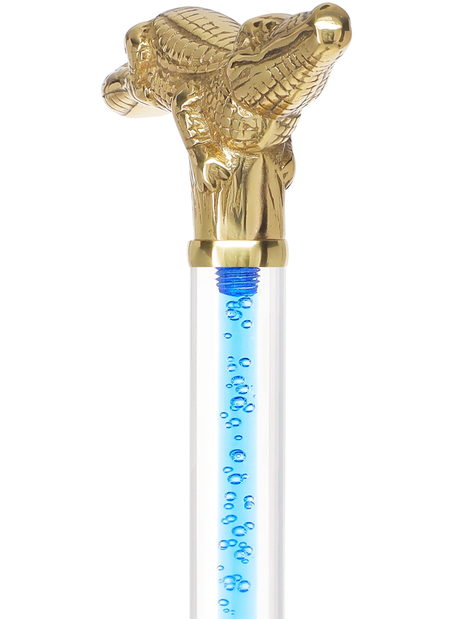 Color Crystal Elegance Brass Alligator Cane with Invisible Acrylic Shaft Options Clear Lucite Walking Canes - Tophatter Daily Deals