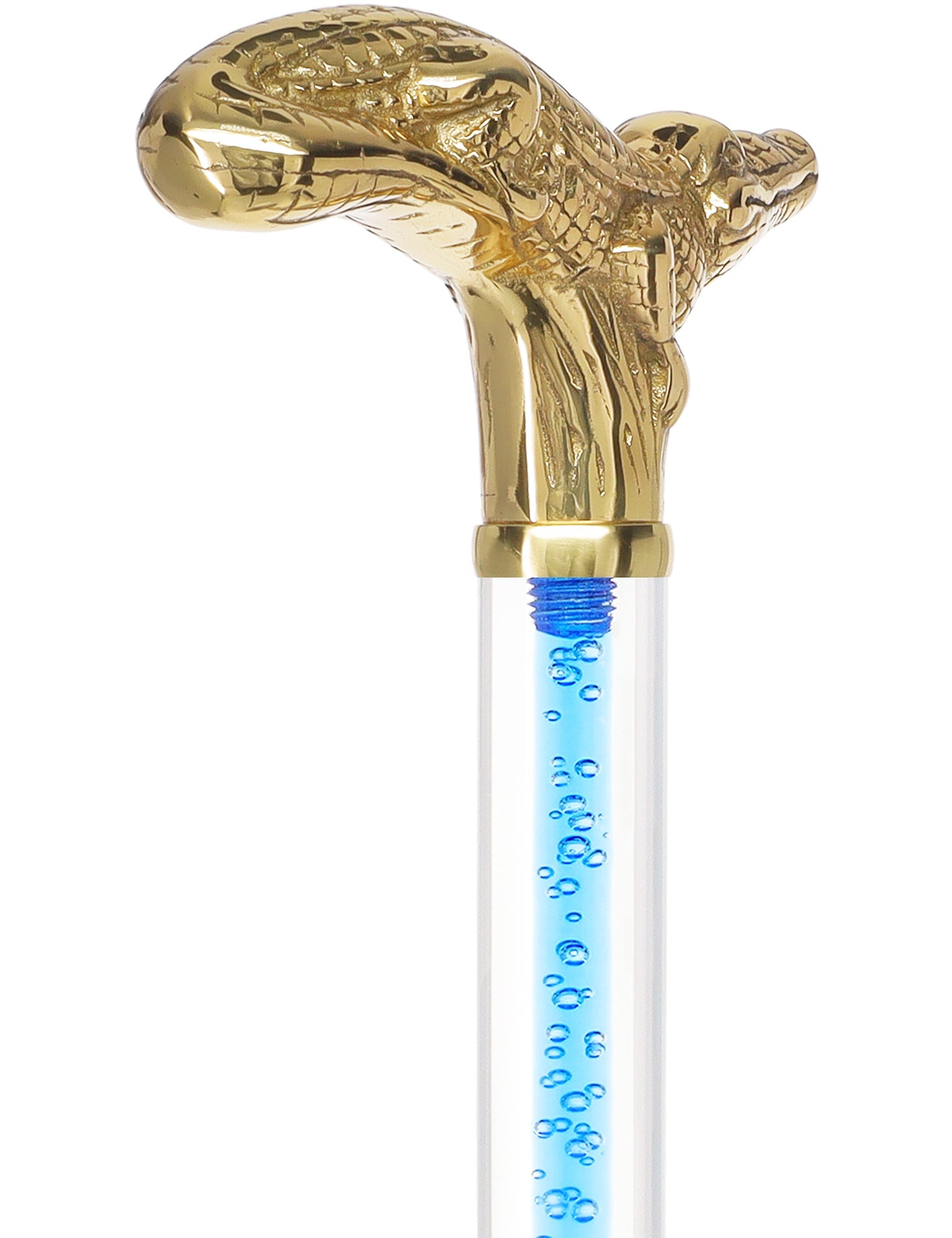 Color Crystal Elegance Brass Alligator Cane with Invisible Acrylic Shaft Options Clear Lucite Walking Canes - Tophatter Daily Deals