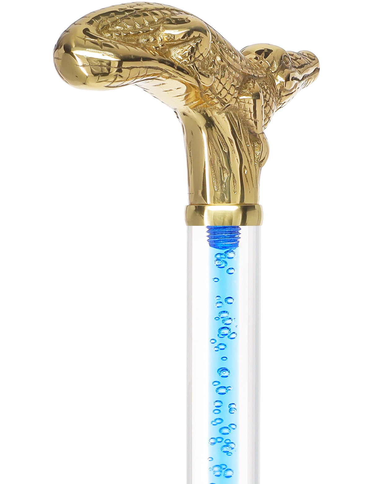 Color Crystal Elegance Brass Alligator Cane with Invisible Acrylic Shaft Options Clear Lucite Walking Canes - Tophatter Daily Deals