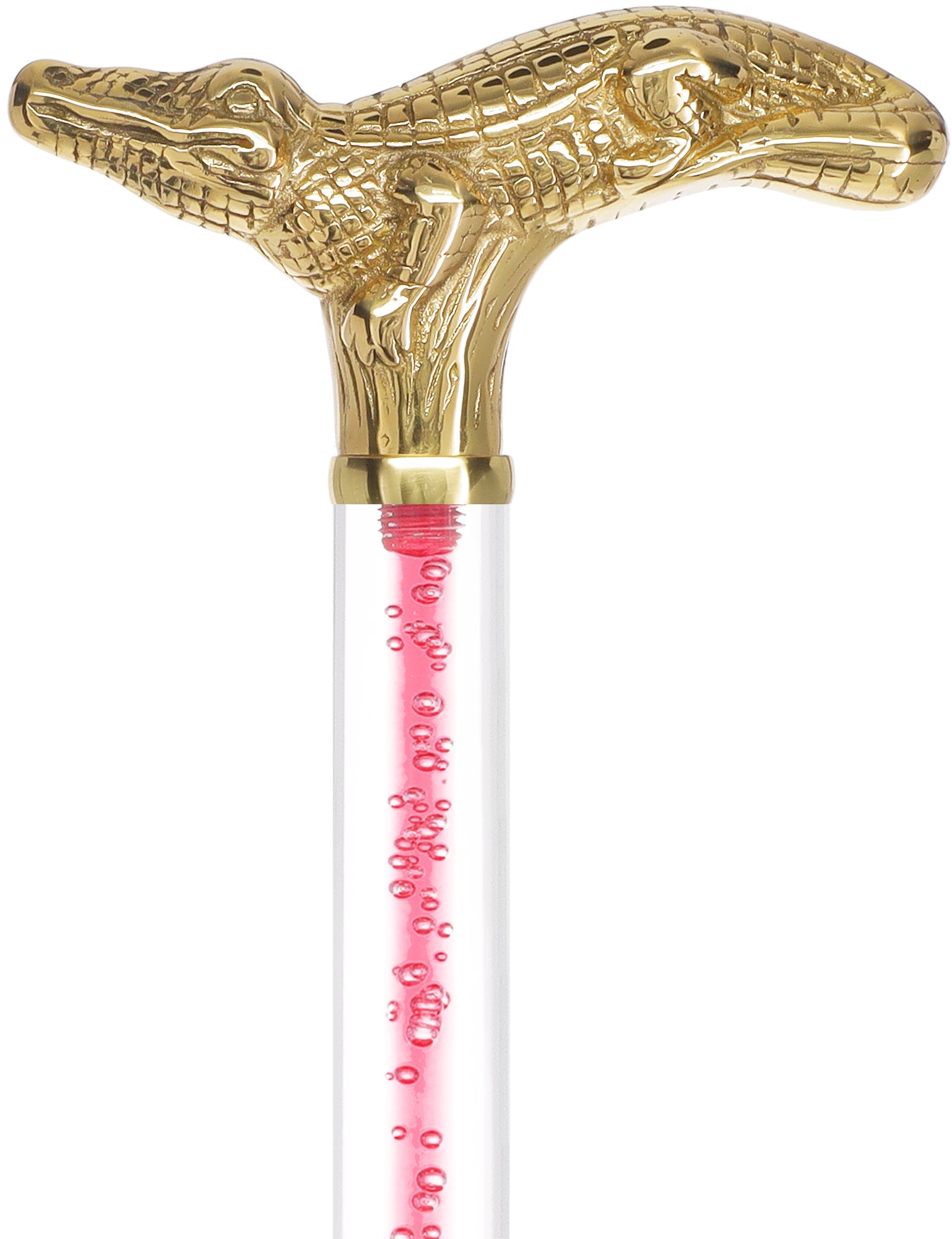 Color Crystal Elegance Brass Alligator Cane with Invisible Acrylic Shaft Options Clear Lucite Walking Canes - Tophatter Daily Deals