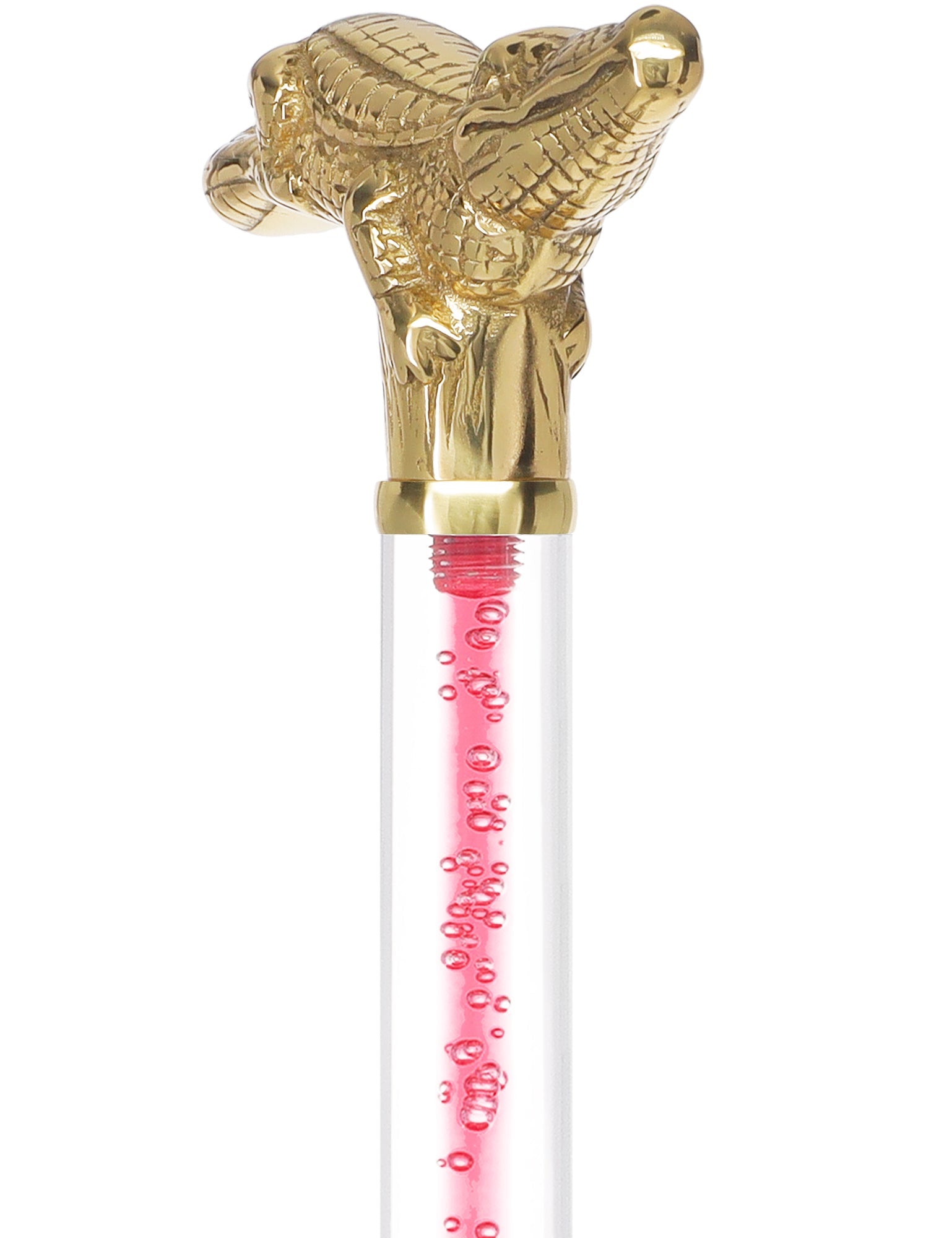 Color Crystal Elegance Brass Alligator Cane with Invisible Acrylic Shaft Options Clear Lucite Walking Canes - Tophatter Daily Deals