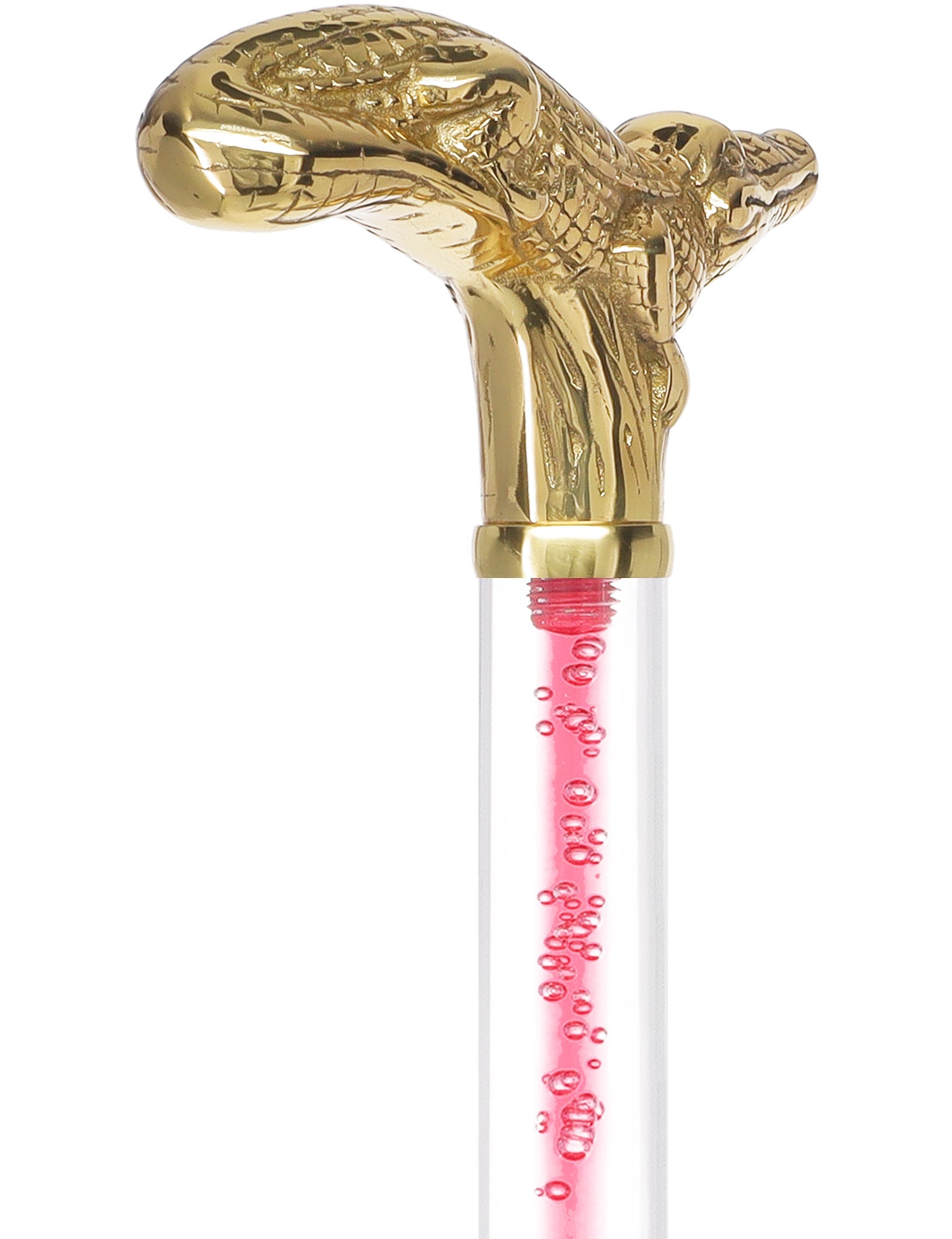 Color Crystal Elegance Brass Alligator Cane with Invisible Acrylic Shaft Options Clear Lucite Walking Canes - Tophatter Daily Deals