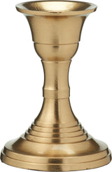 Brass Metal Candlestick | Brass Effect Short Candle Holder Stand - 8cm Candlestick - Tophatter Daily Deals