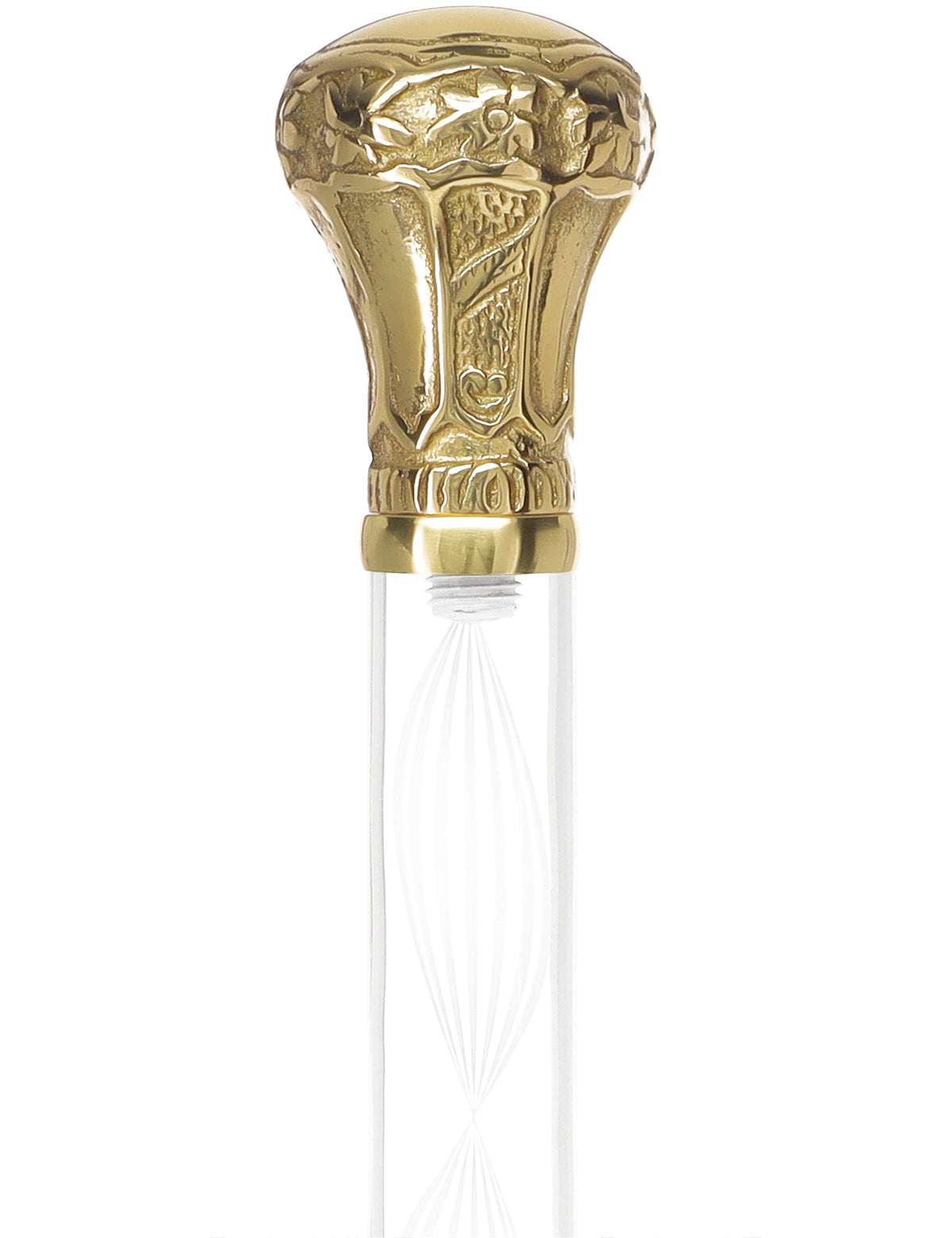 Crystal Elegance Brass Knob Cane with Invisible Acrylic Shaft Options Clear Lucite Walking Canes - Tophatter Daily Deals