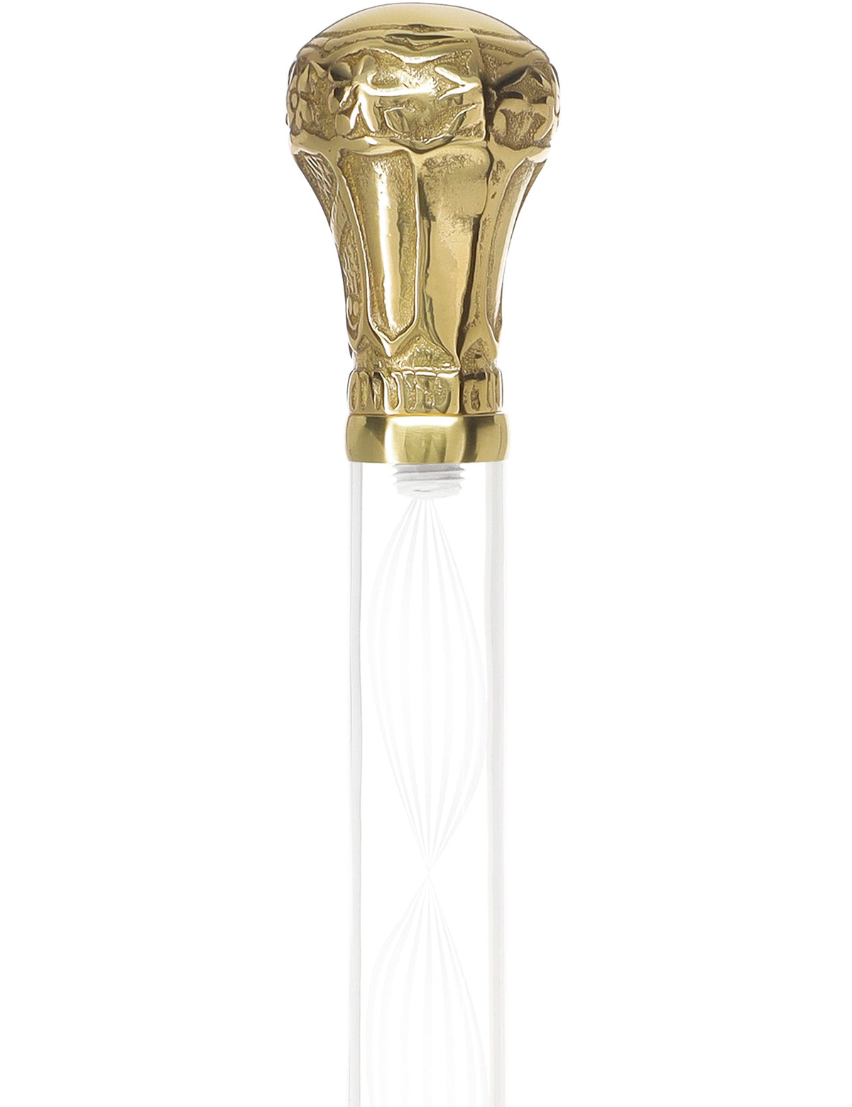 Crystal Elegance Brass Knob Cane with Invisible Acrylic Shaft Options Alabaster Helix Clear Lucite Walking Canes - Tophatter Daily Deals