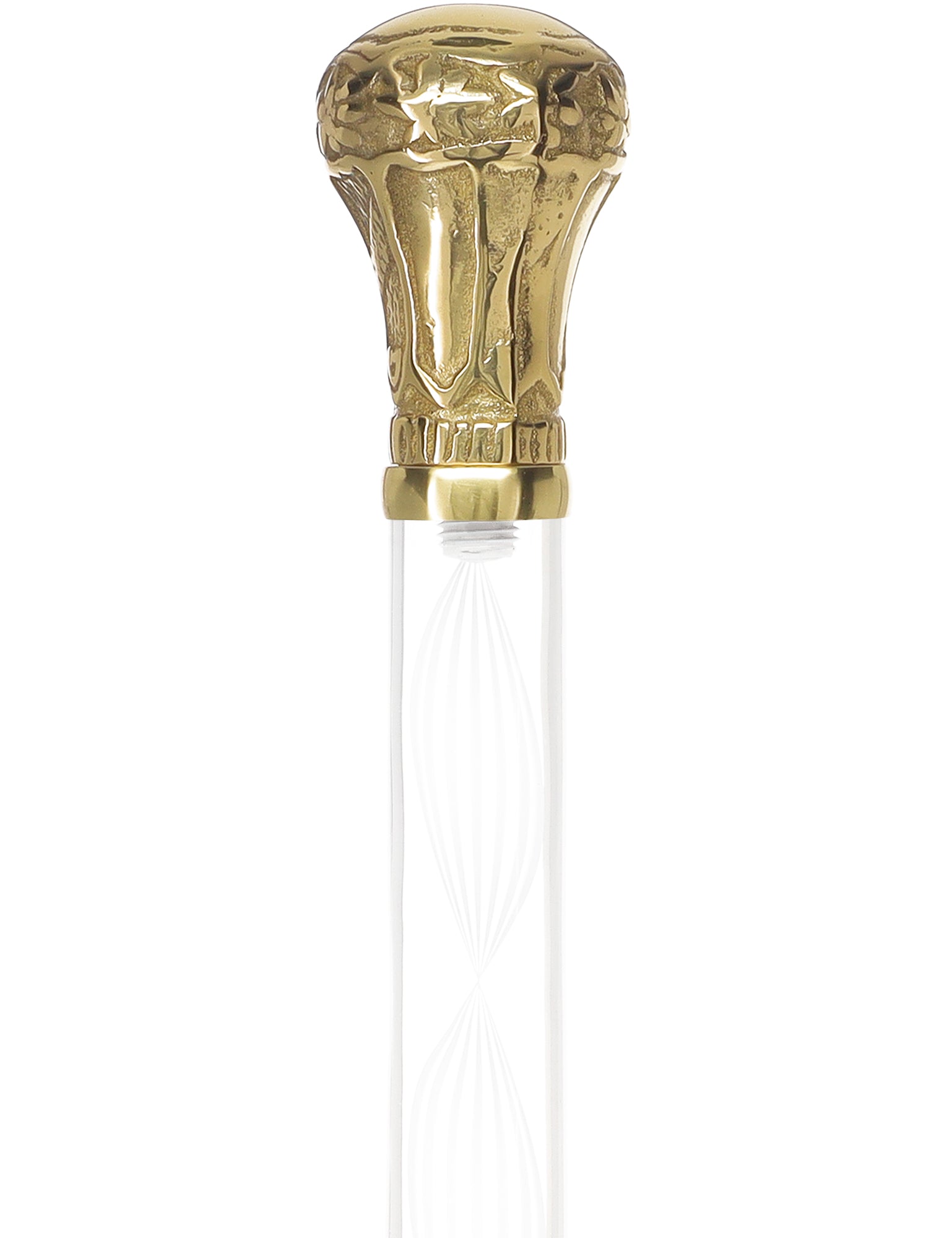 Crystal Elegance Brass Knob Cane with Invisible Acrylic Shaft Options Clear Lucite Walking Canes - Tophatter Daily Deals