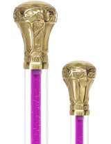 Color Crystal Elegance Brass Knob Cane with Invisible Acrylic Shaft Options Clear Lucite Walking Canes - Tophatter Daily Deals