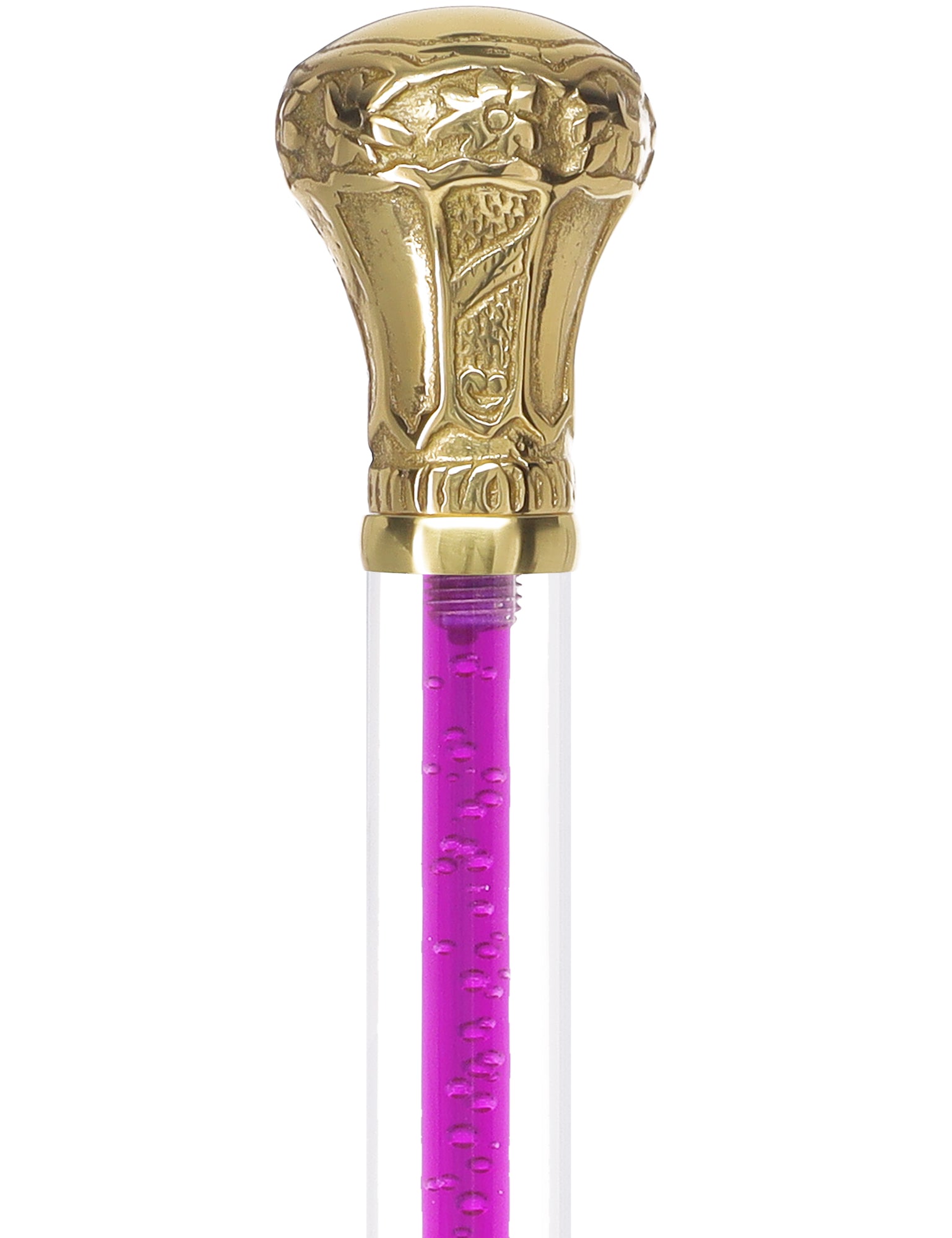 Color Crystal Elegance Brass Knob Cane with Invisible Acrylic Shaft Options Clear Lucite Walking Canes - Tophatter Daily Deals