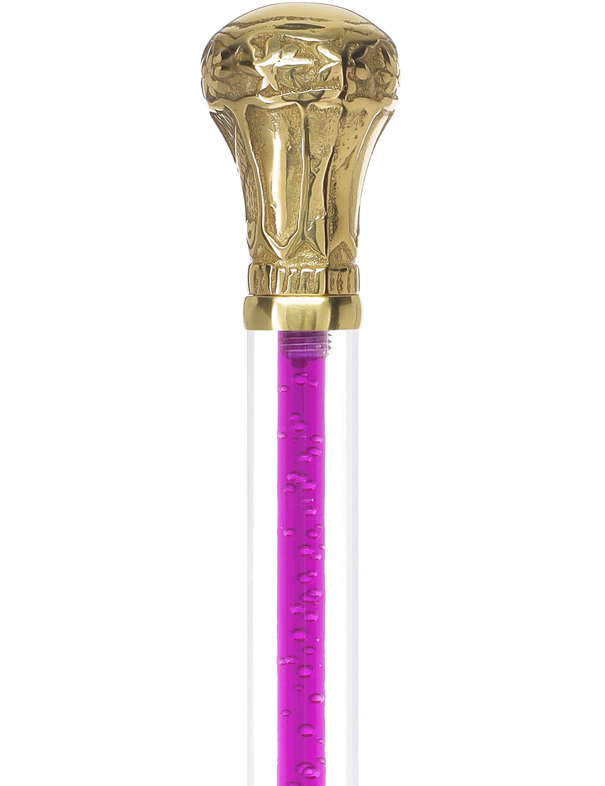 Color Crystal Elegance Brass Knob Cane with Invisible Acrylic Shaft Options Purple Amethyst Trace Clear Lucite Walking Canes - Tophatter Daily Deals