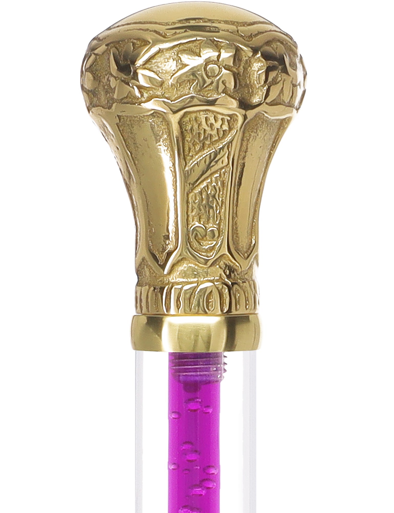 Color Crystal Elegance Brass Knob Cane with Invisible Acrylic Shaft Options Clear Lucite Walking Canes - Tophatter Daily Deals