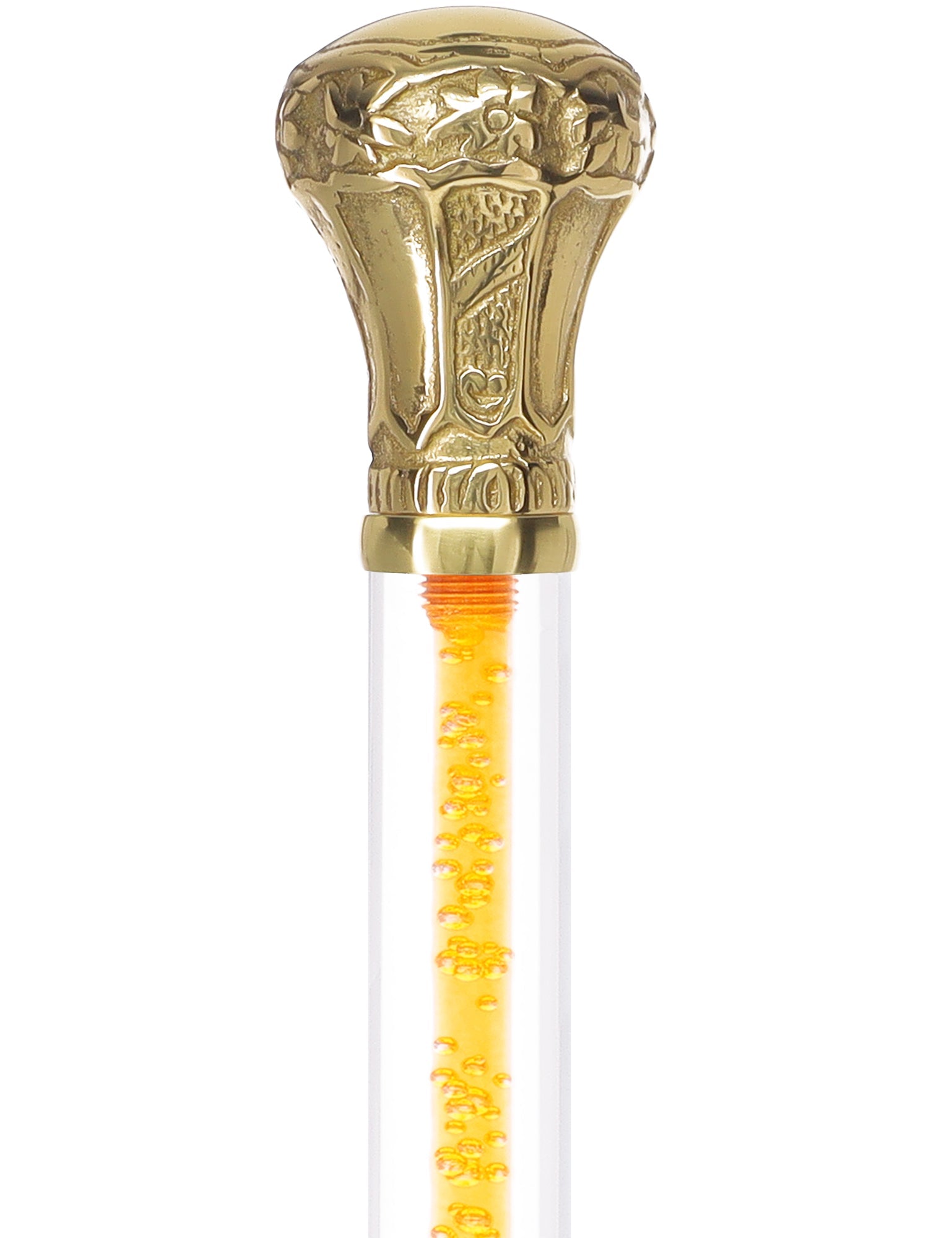 Color Crystal Elegance Brass Knob Cane with Invisible Acrylic Shaft Options Clear Lucite Walking Canes - Tophatter Daily Deals