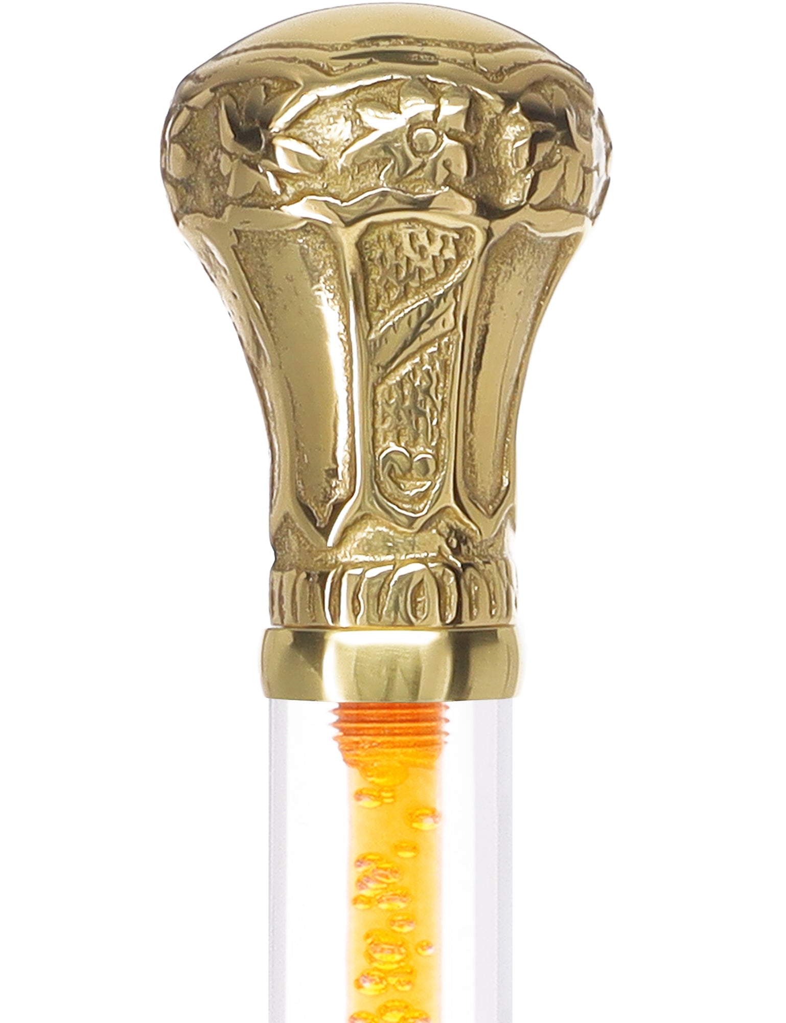 Color Crystal Elegance Brass Knob Cane with Invisible Acrylic Shaft Options Clear Lucite Walking Canes - Tophatter Daily Deals