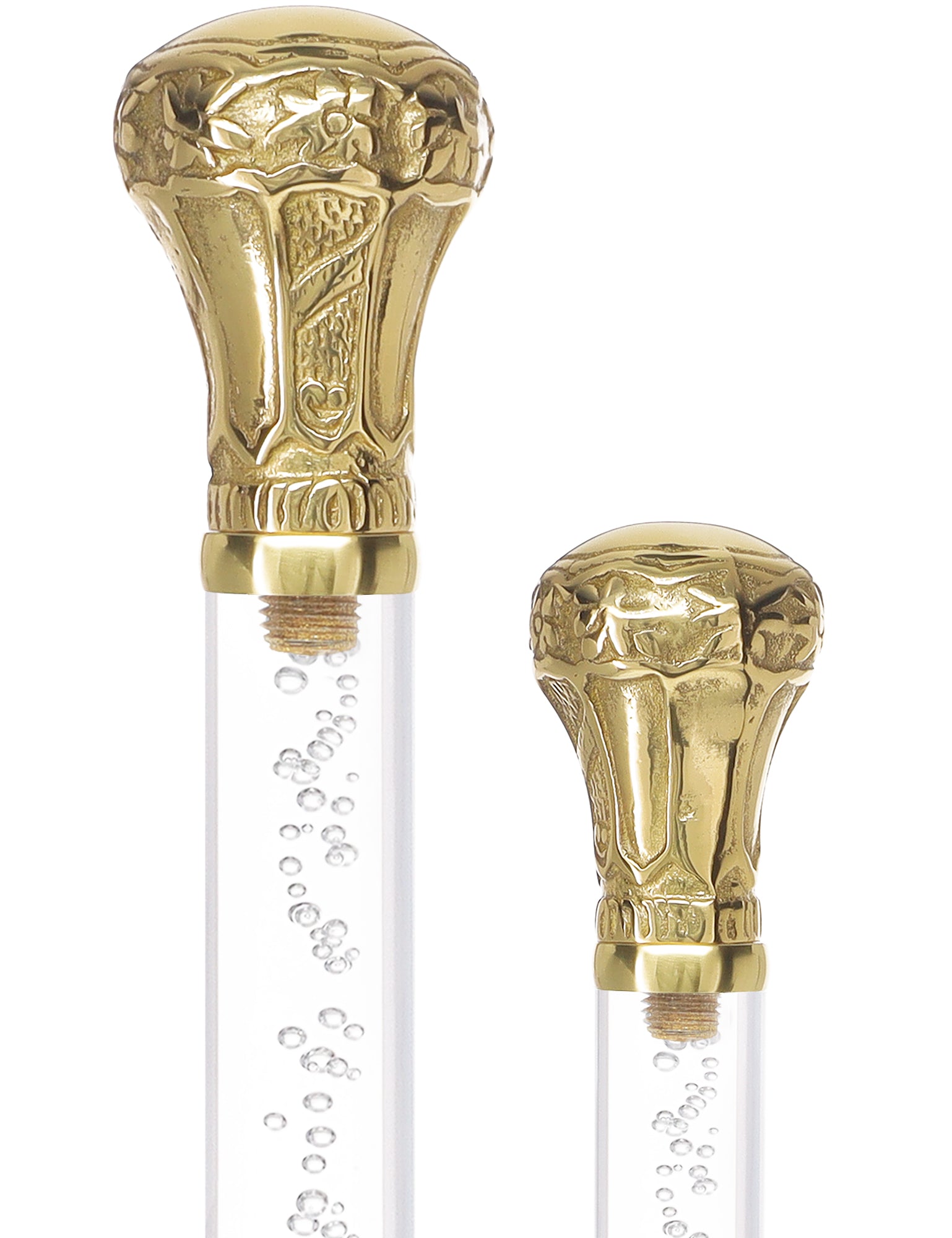 Crystal Elegance Brass Knob Cane with Invisible Acrylic Shaft Options Clear Lucite Walking Canes - Tophatter Daily Deals