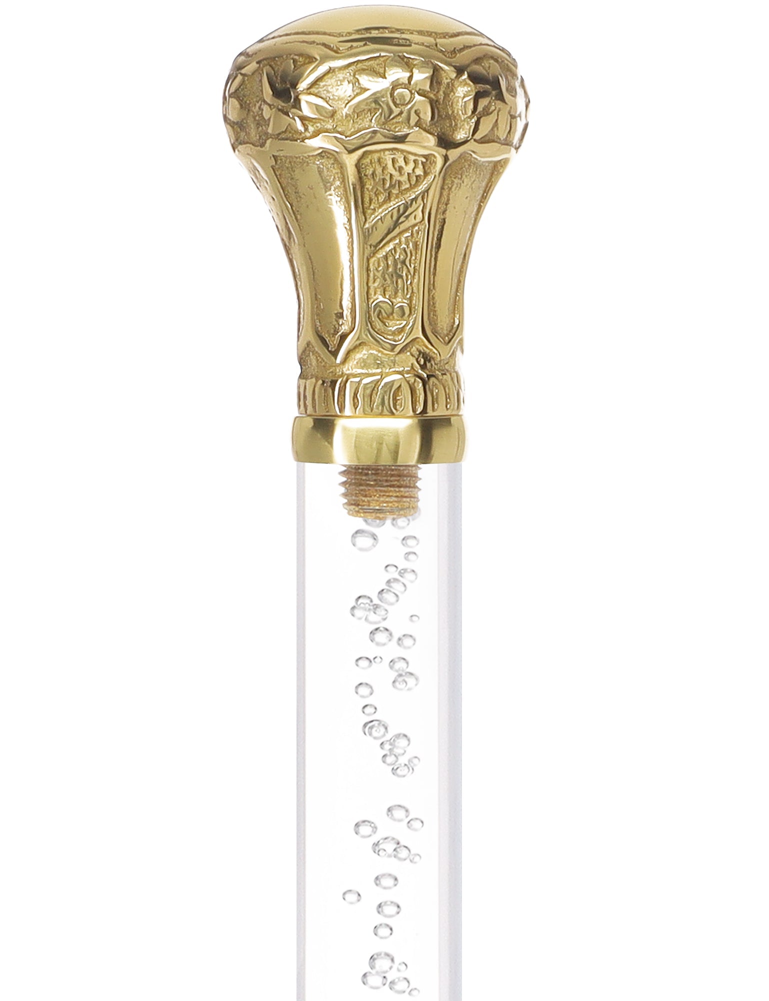 Crystal Elegance Brass Knob Cane with Invisible Acrylic Shaft Options Clear Lucite Walking Canes - Tophatter Daily Deals