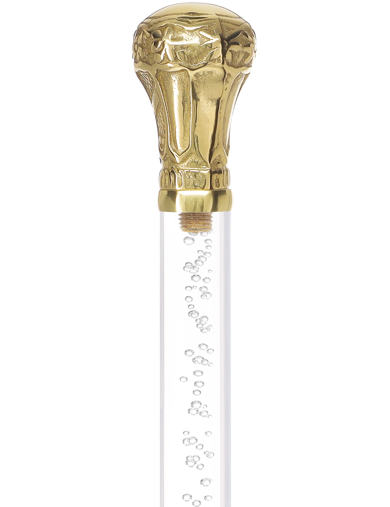 Crystal Elegance Brass Knob Cane with Invisible Acrylic Shaft Options Clear Lucite Walking Canes - Tophatter Daily Deals