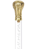 Crystal Elegance Brass Knob Cane with Invisible Acrylic Shaft Options Clear Lucite Walking Canes - Tophatter Daily Deals