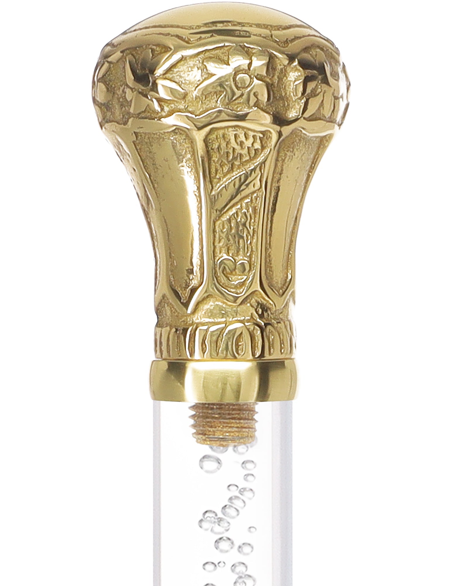 Crystal Elegance Brass Knob Cane with Invisible Acrylic Shaft Options Clear Lucite Walking Canes - Tophatter Daily Deals