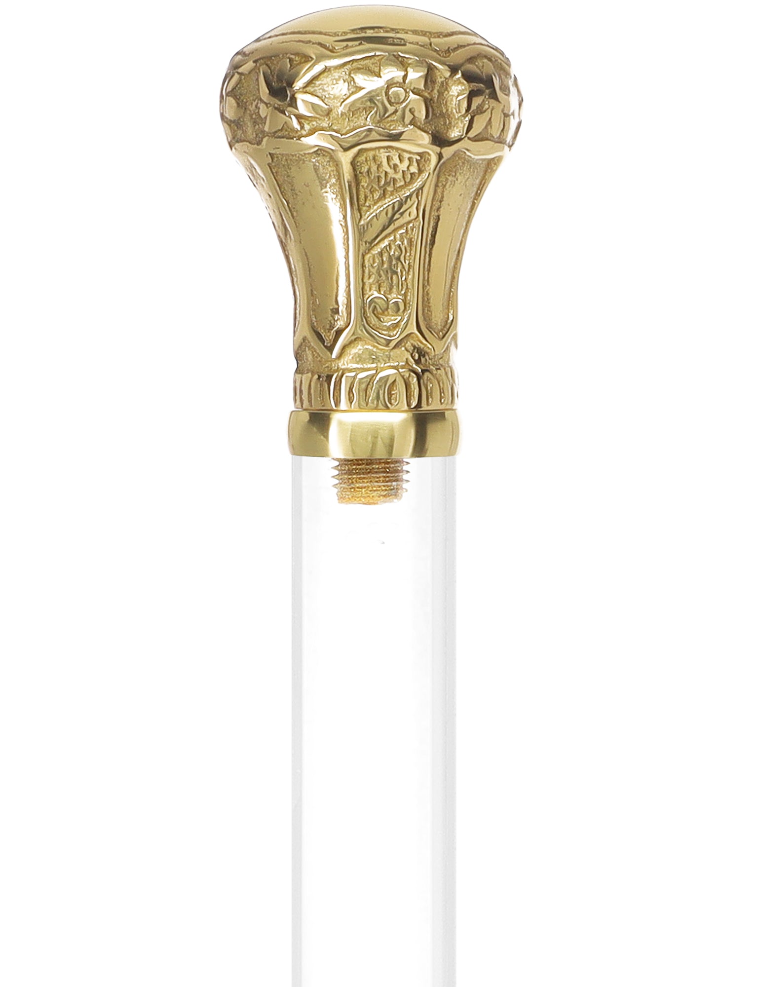 Crystal Elegance Brass Knob Cane with Invisible Acrylic Shaft Options Clear Lucite Walking Canes - Tophatter Daily Deals