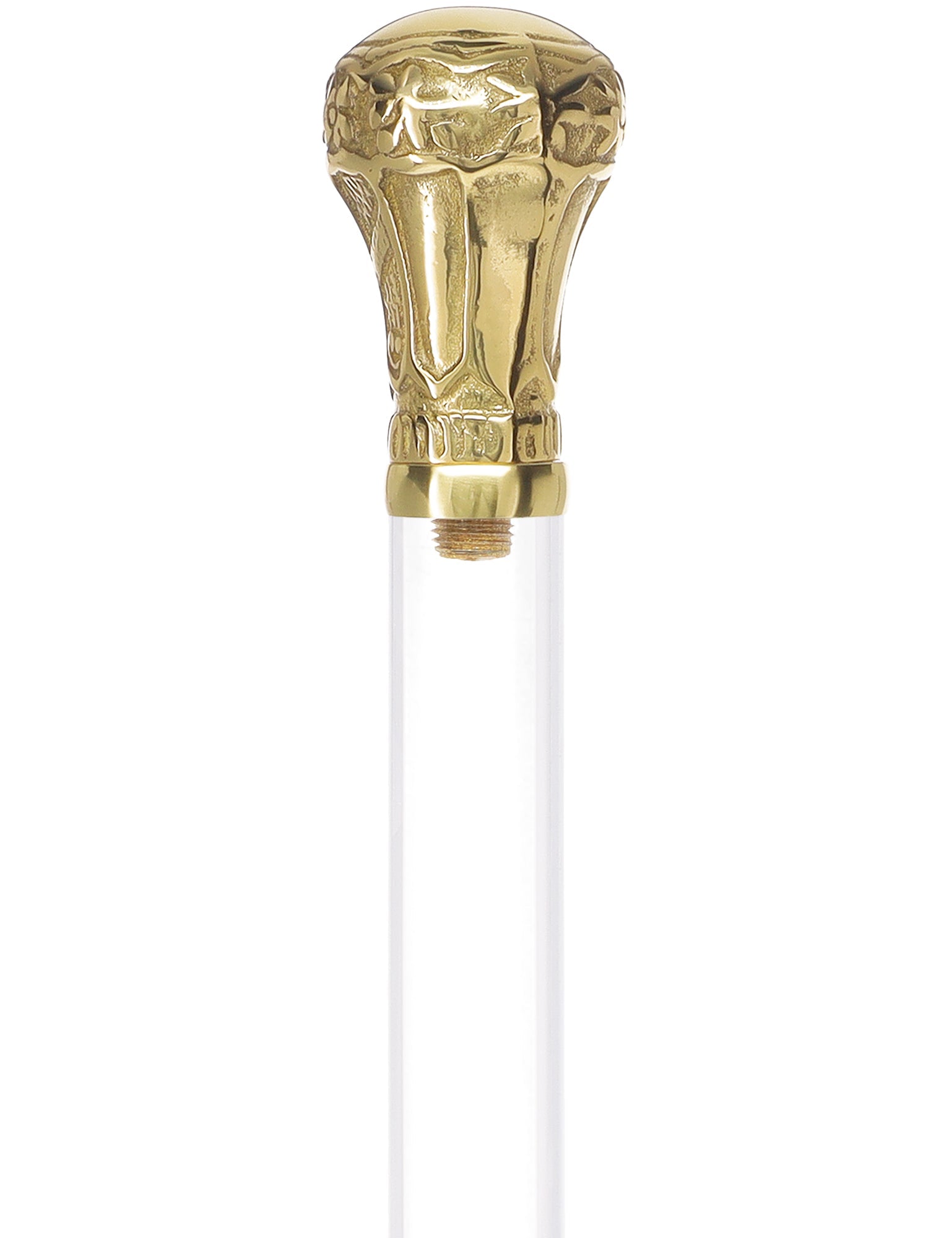 Crystal Elegance Brass Knob Cane with Invisible Acrylic Shaft Options Clear Lucite Walking Canes - Tophatter Daily Deals