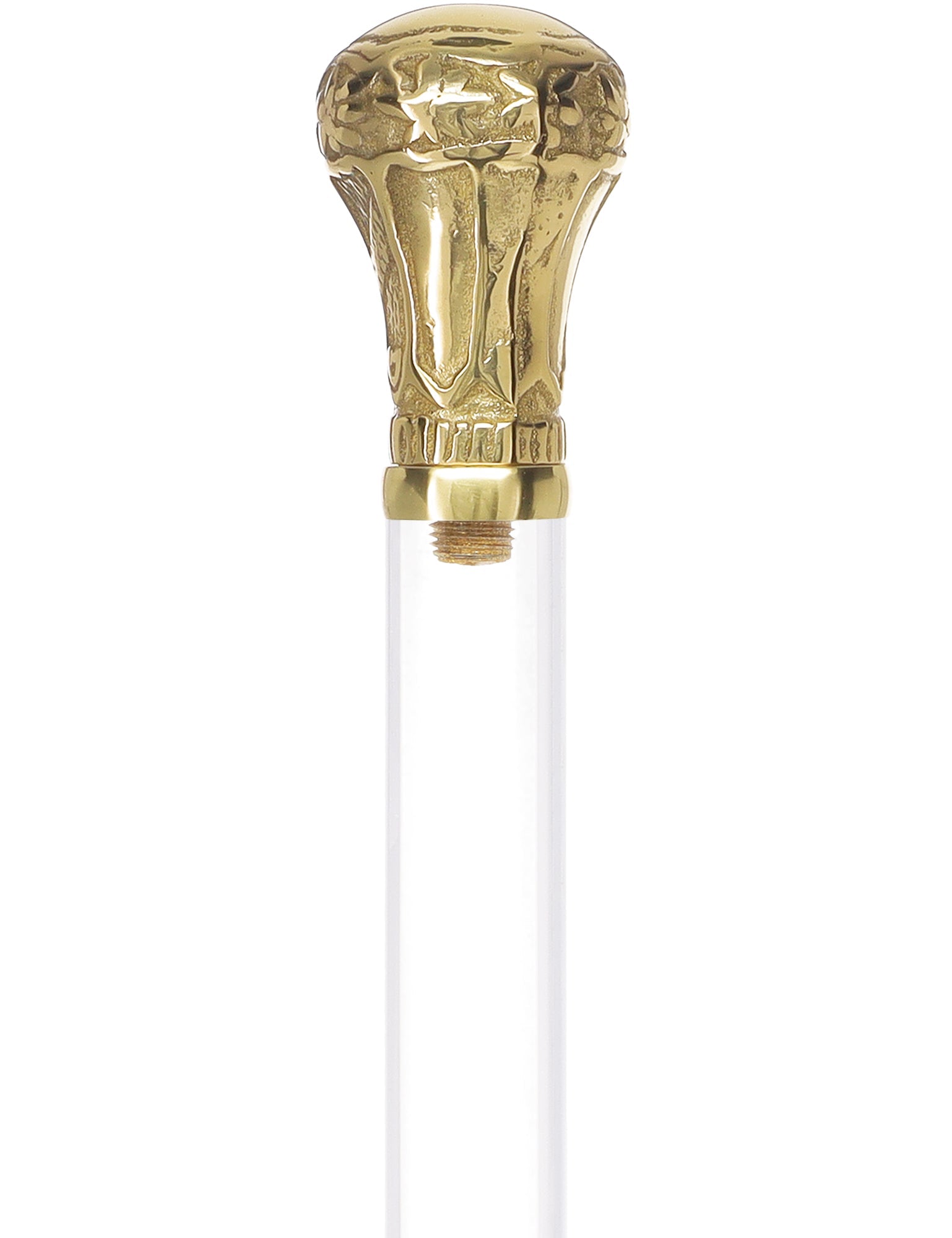 Crystal Elegance Brass Knob Cane with Invisible Acrylic Shaft Options Crystal Clarity Clear Lucite Walking Canes - Tophatter Daily Deals