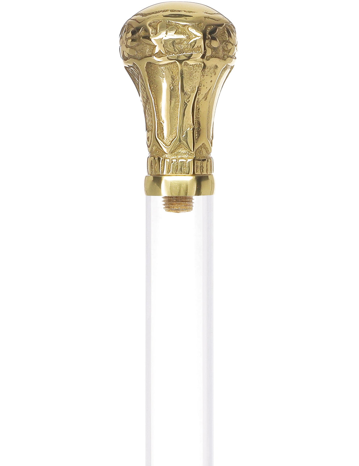 Crystal Elegance Brass Knob Cane with Invisible Acrylic Shaft Options Crystal Clarity Clear Lucite Walking Canes - Tophatter Daily Deals