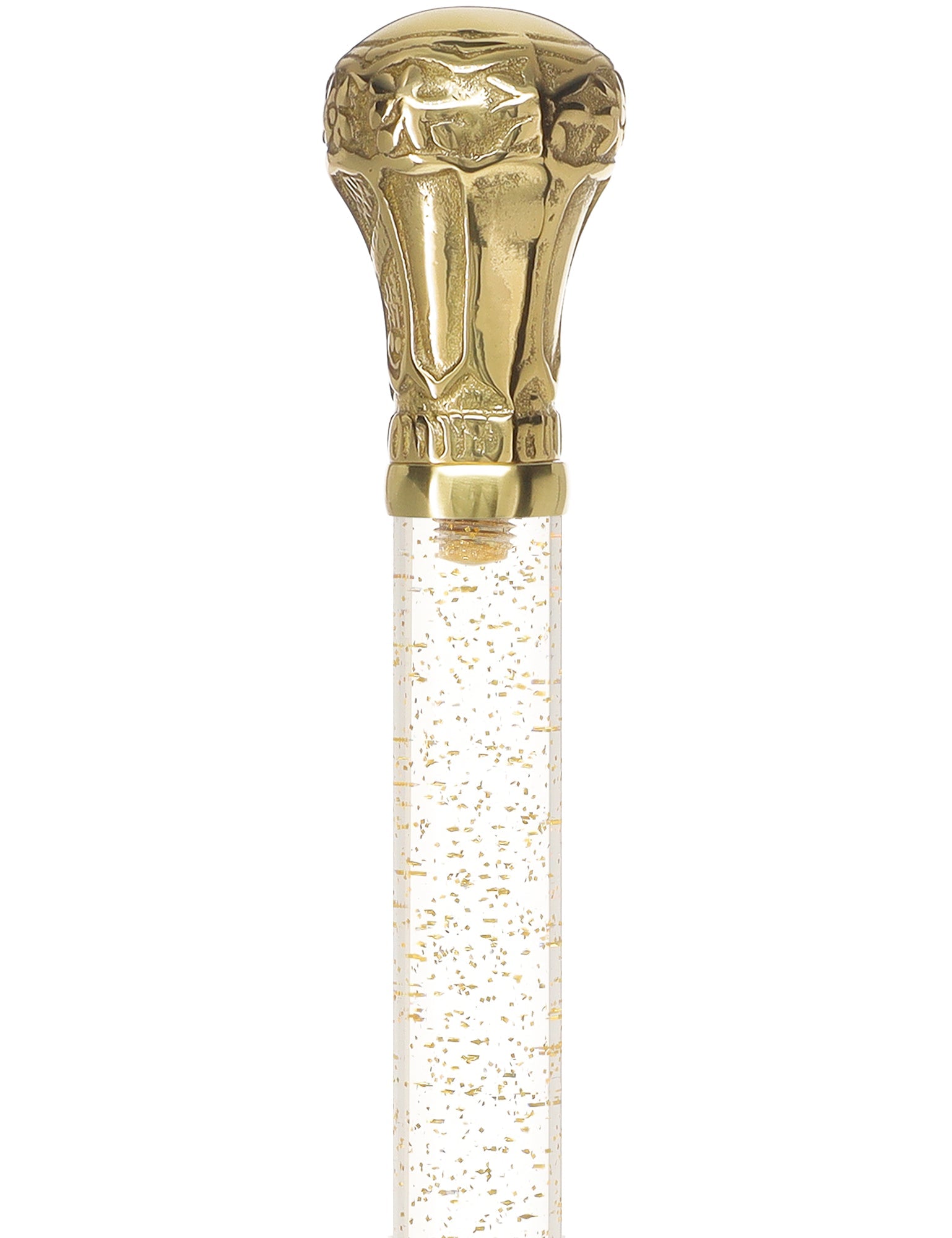 Crystal Elegance Brass Knob Cane with Invisible Acrylic Shaft Options Clear Lucite Walking Canes - Tophatter Daily Deals