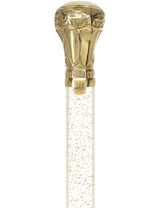 Crystal Elegance Brass Knob Cane with Invisible Acrylic Shaft Options Clear Lucite Walking Canes - Tophatter Daily Deals