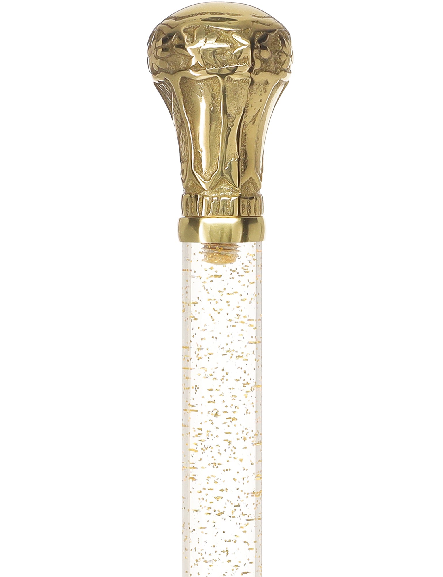 Crystal Elegance Brass Knob Cane with Invisible Acrylic Shaft Options Clear Lucite Walking Canes - Tophatter Daily Deals