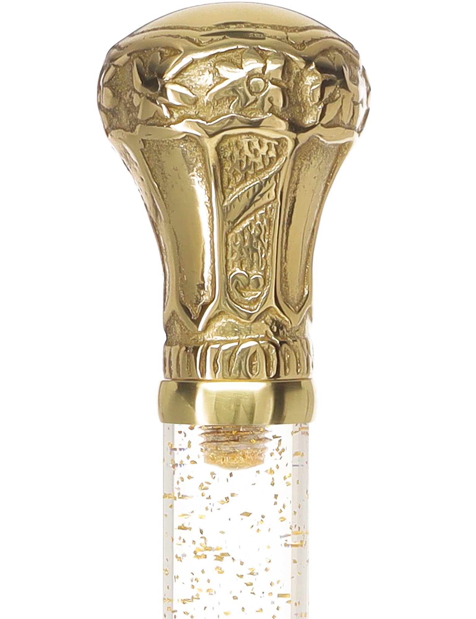 Crystal Elegance Brass Knob Cane with Invisible Acrylic Shaft Options Clear Lucite Walking Canes - Tophatter Daily Deals