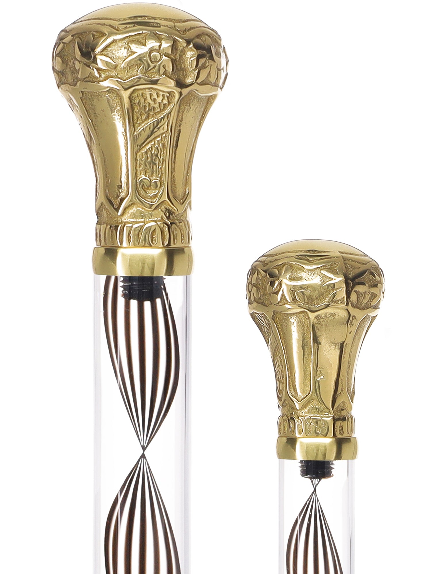 Crystal Elegance Brass Knob Cane with Invisible Acrylic Shaft Options Clear Lucite Walking Canes - Tophatter Daily Deals