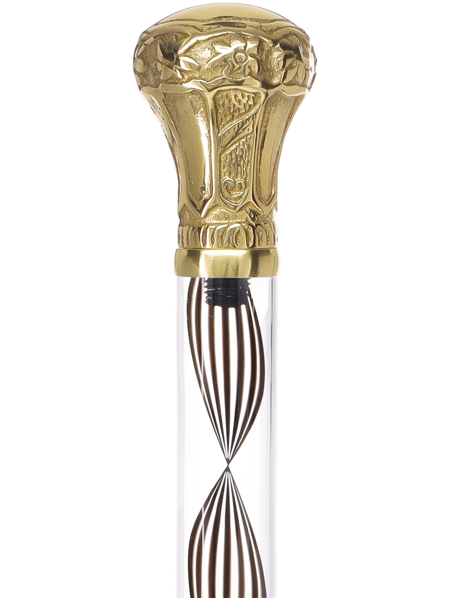 Crystal Elegance Brass Knob Cane with Invisible Acrylic Shaft Options Clear Lucite Walking Canes - Tophatter Daily Deals