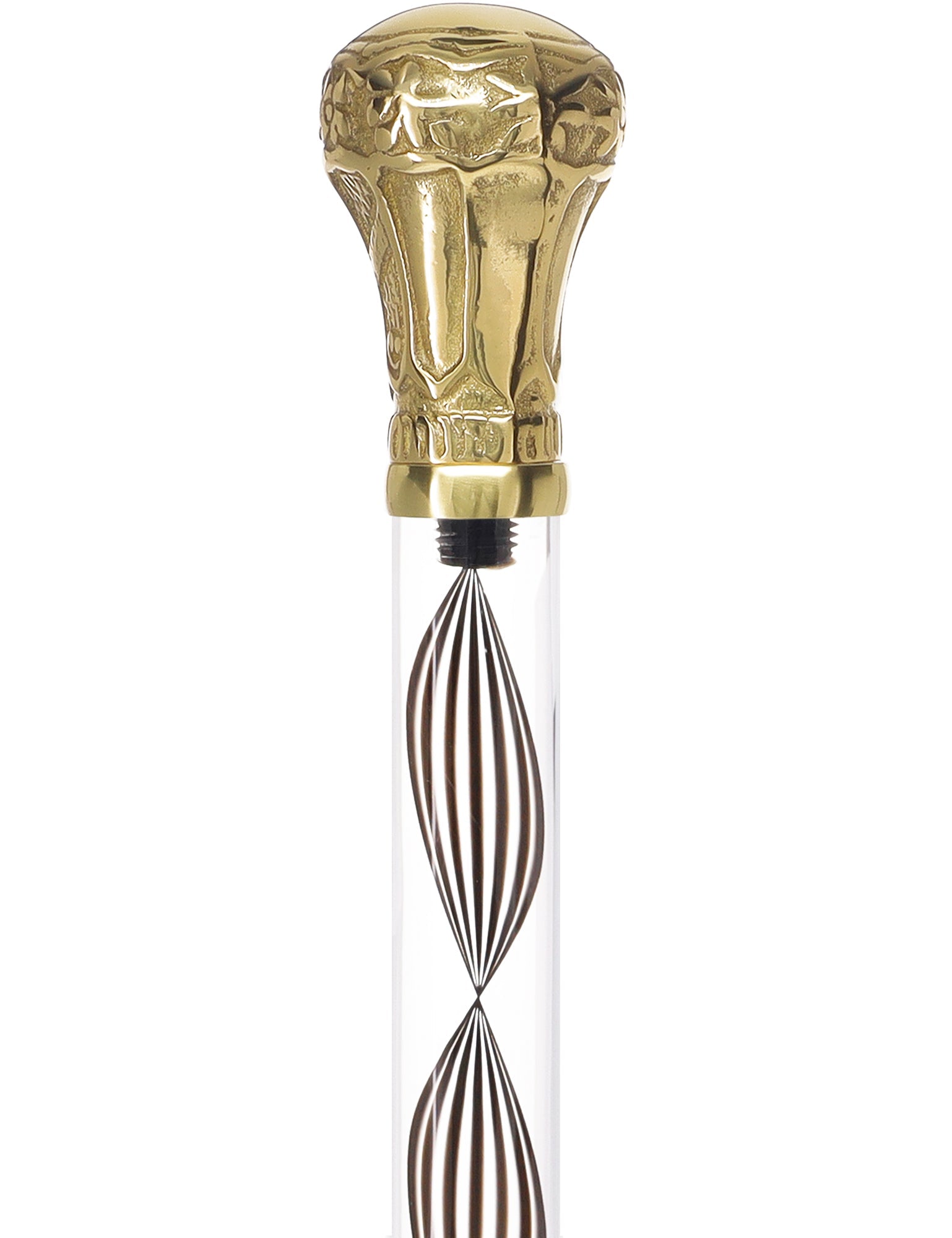 Crystal Elegance Brass Knob Cane with Invisible Acrylic Shaft Options Clear Lucite Walking Canes - Tophatter Daily Deals