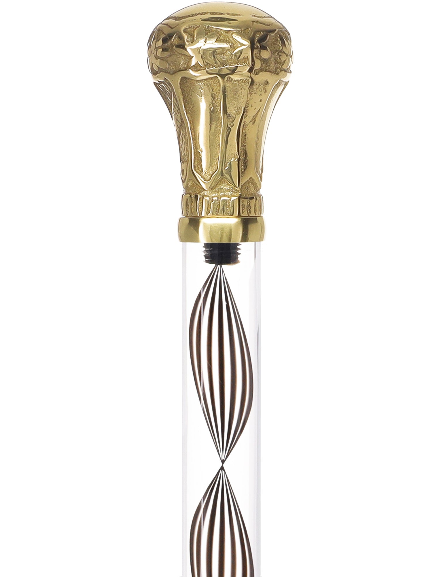 Crystal Elegance Brass Knob Cane with Invisible Acrylic Shaft Options Clear Lucite Walking Canes - Tophatter Daily Deals