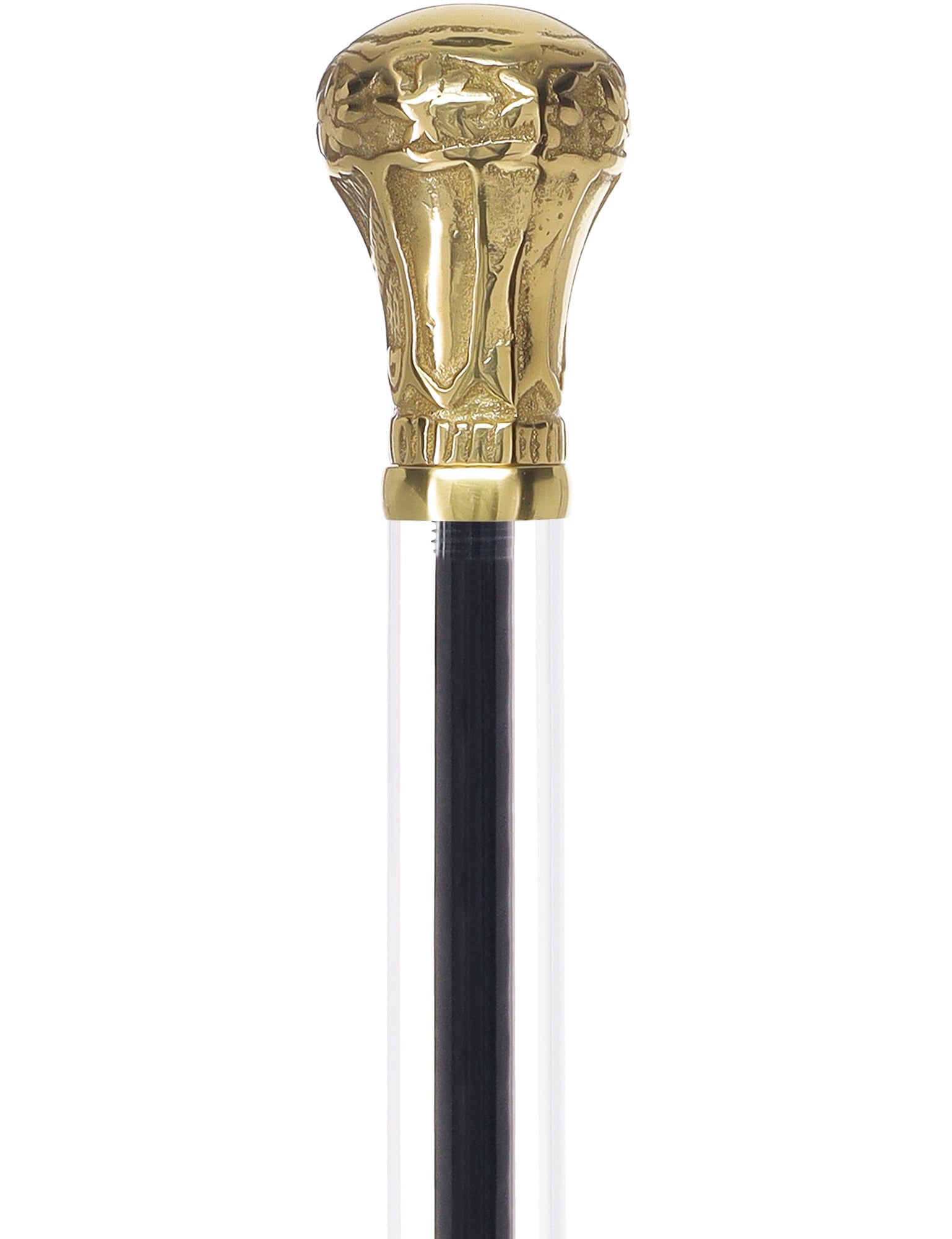 Crystal Elegance Brass Knob Cane with Invisible Acrylic Shaft Options Obsidian Streak Clear Lucite Walking Canes - Tophatter Daily Deals