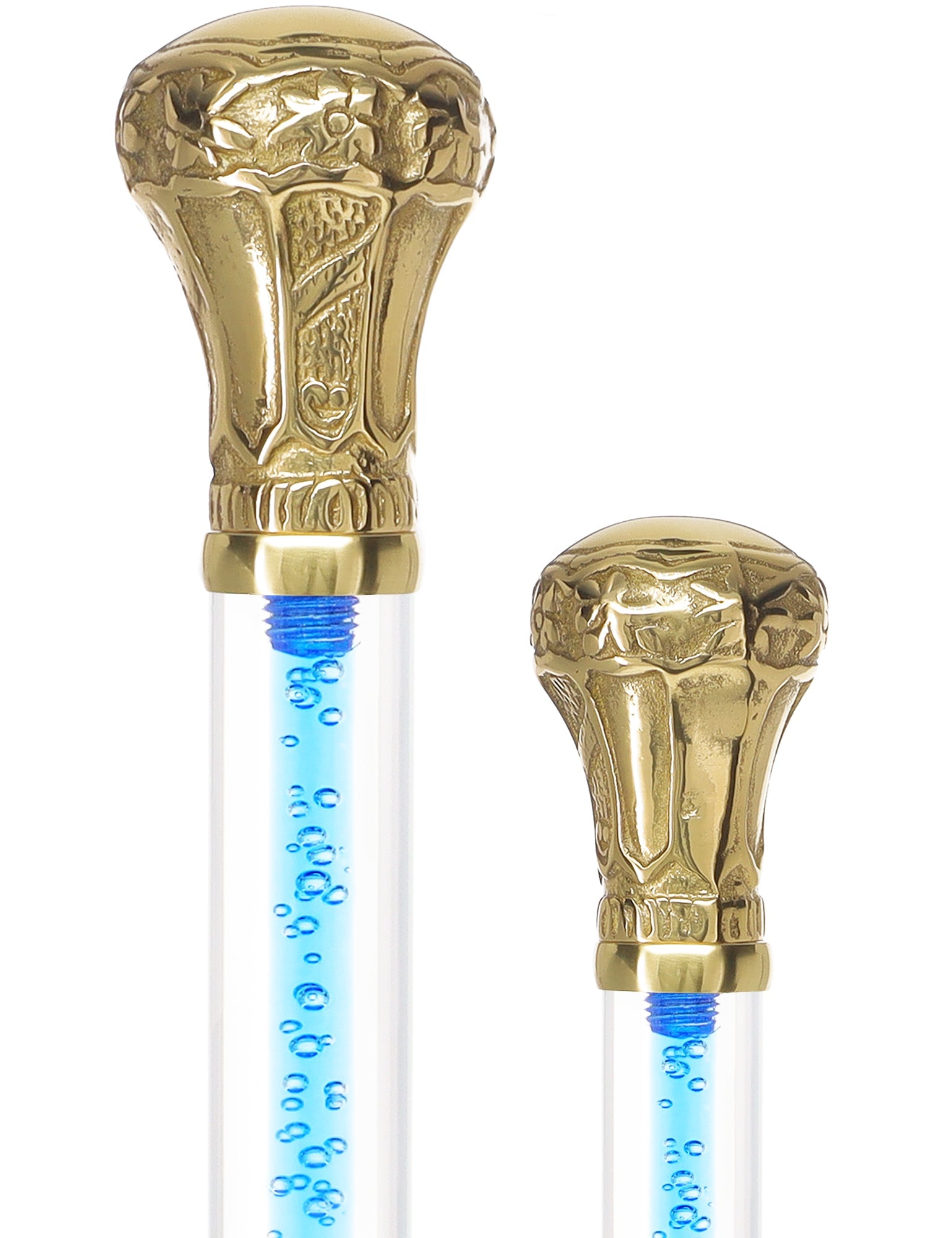 Color Crystal Elegance Brass Knob Cane with Invisible Acrylic Shaft Options Clear Lucite Walking Canes - Tophatter Daily Deals