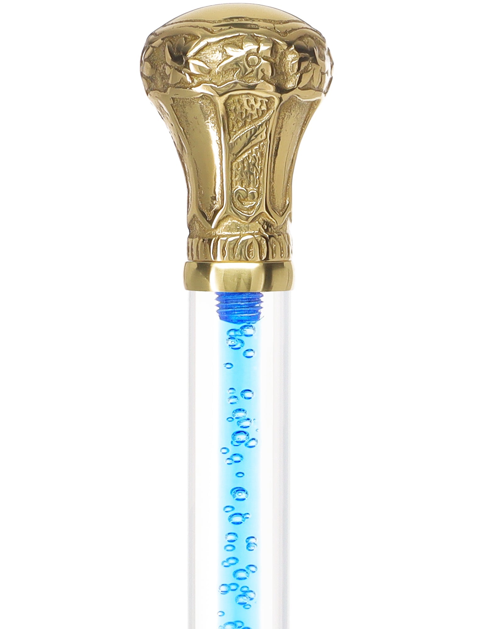Color Crystal Elegance Brass Knob Cane with Invisible Acrylic Shaft Options Clear Lucite Walking Canes - Tophatter Daily Deals