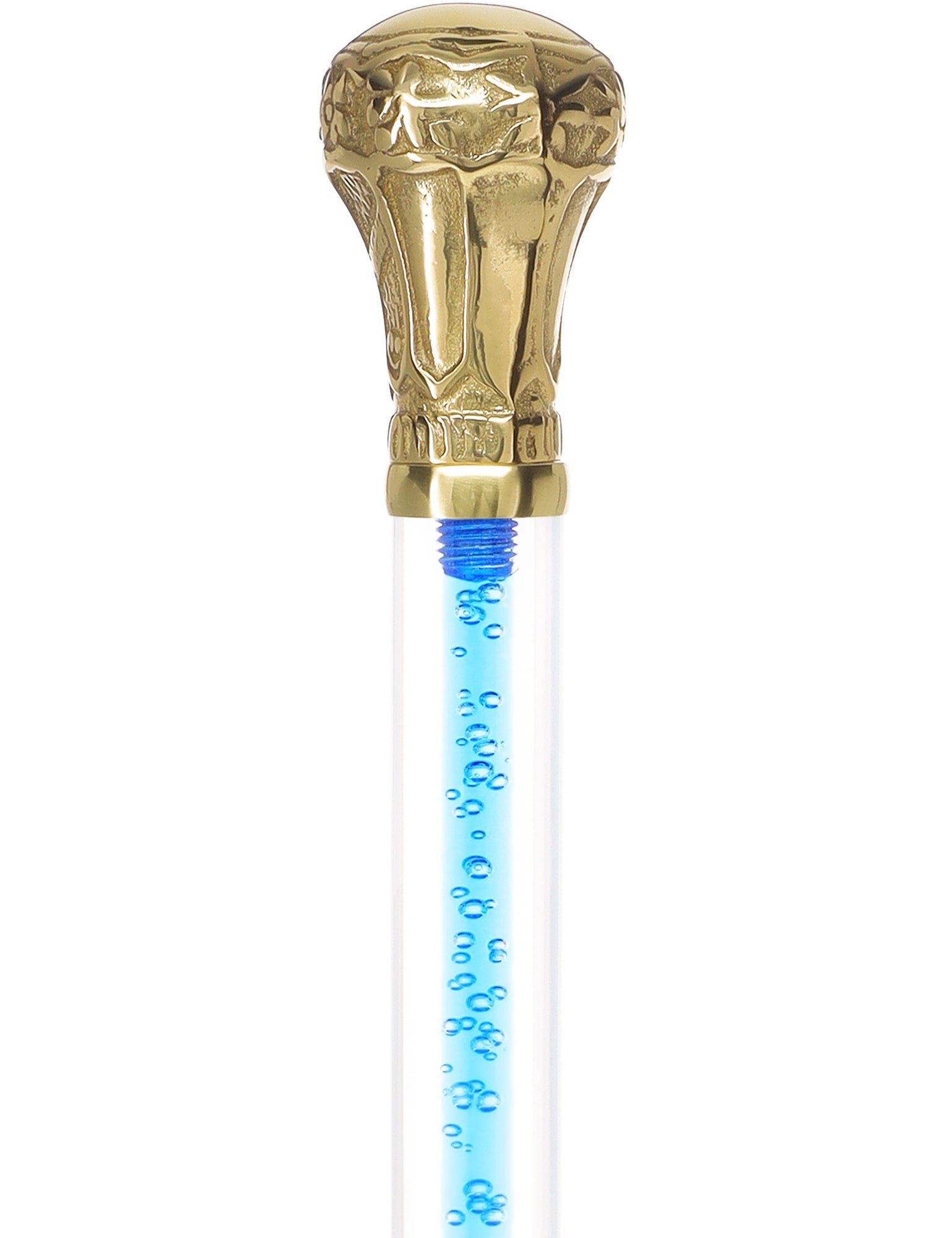 Color Crystal Elegance Brass Knob Cane with Invisible Acrylic Shaft Options Clear Lucite Walking Canes - Tophatter Daily Deals