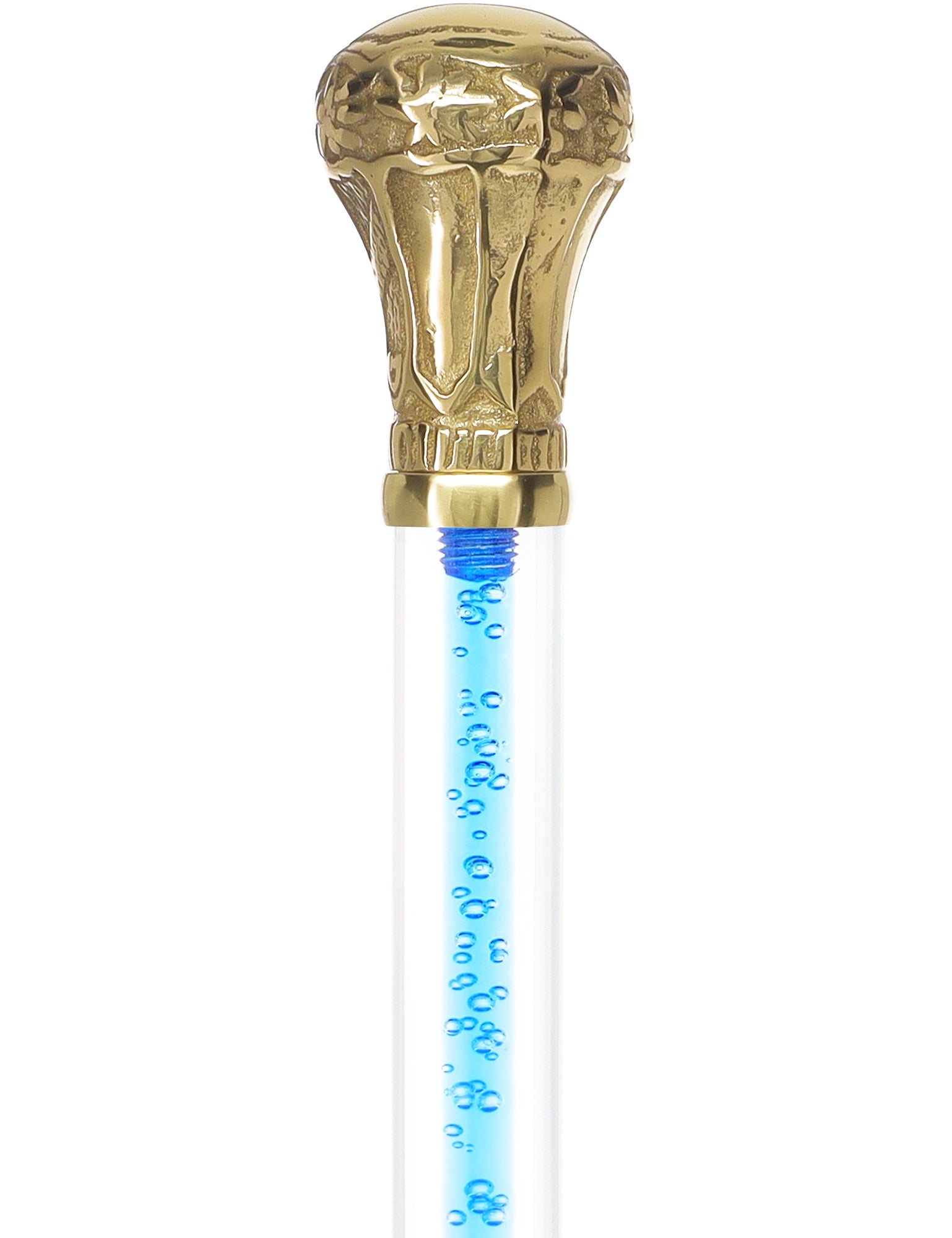 Color Crystal Elegance Brass Knob Cane with Invisible Acrylic Shaft Options Ocean Blue Bubbles Clear Lucite Walking Canes - Tophatter Daily Deals