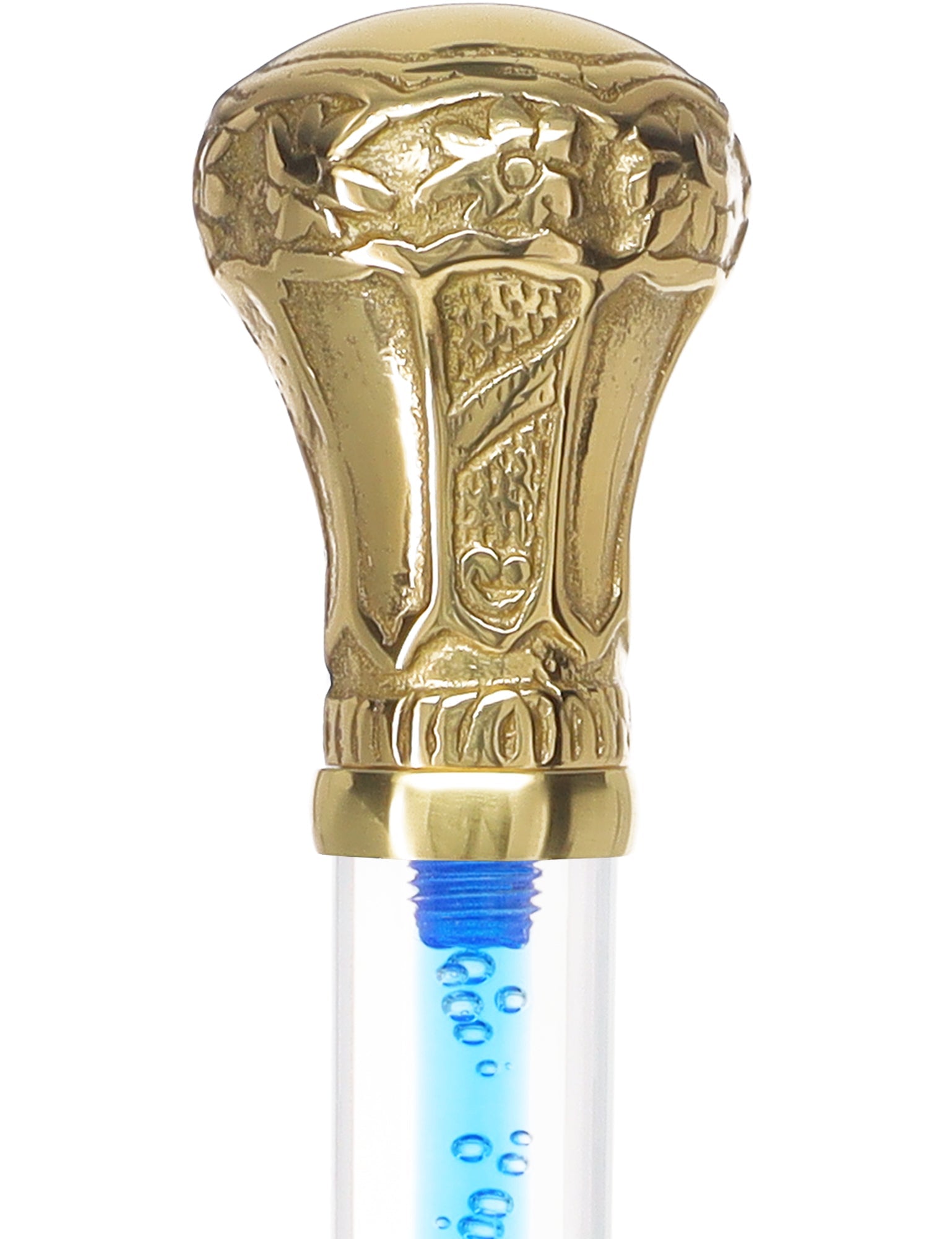 Color Crystal Elegance Brass Knob Cane with Invisible Acrylic Shaft Options Clear Lucite Walking Canes - Tophatter Daily Deals