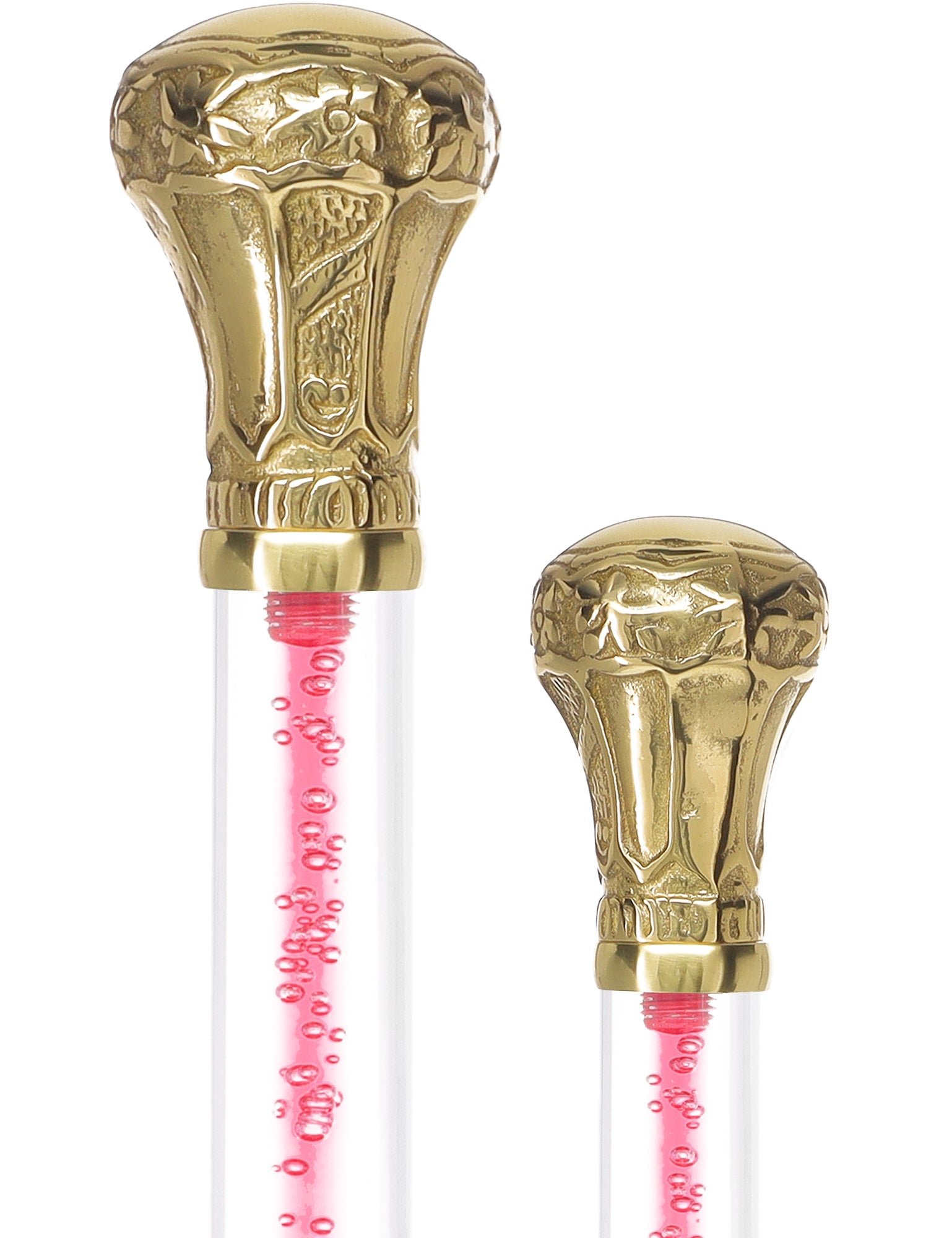 Color Crystal Elegance Brass Knob Cane with Invisible Acrylic Shaft Options Clear Lucite Walking Canes - Tophatter Daily Deals