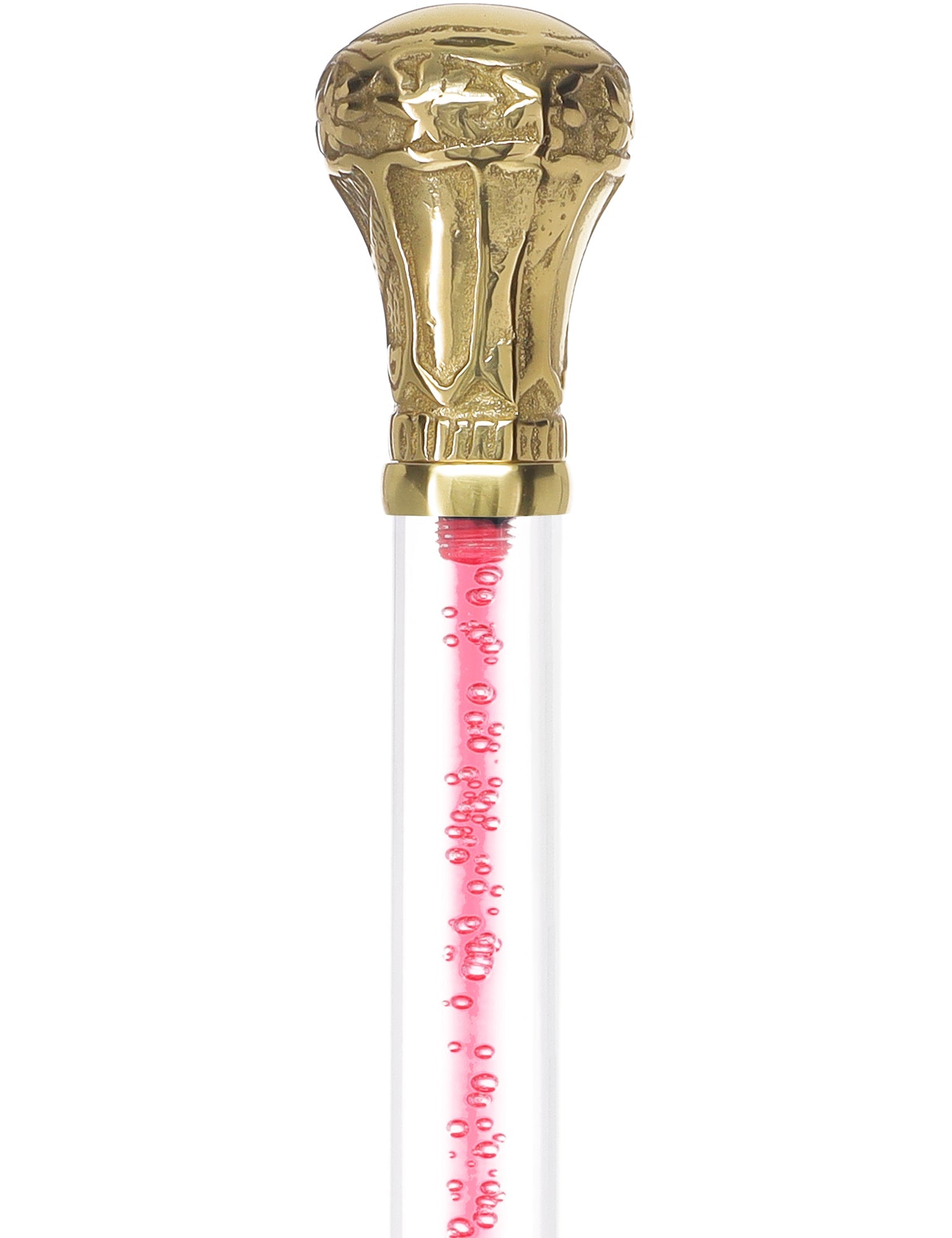 Color Crystal Elegance Brass Knob Cane with Invisible Acrylic Shaft Options Pink Bubble Elegance Clear Lucite Walking Canes - Tophatter Daily Deals