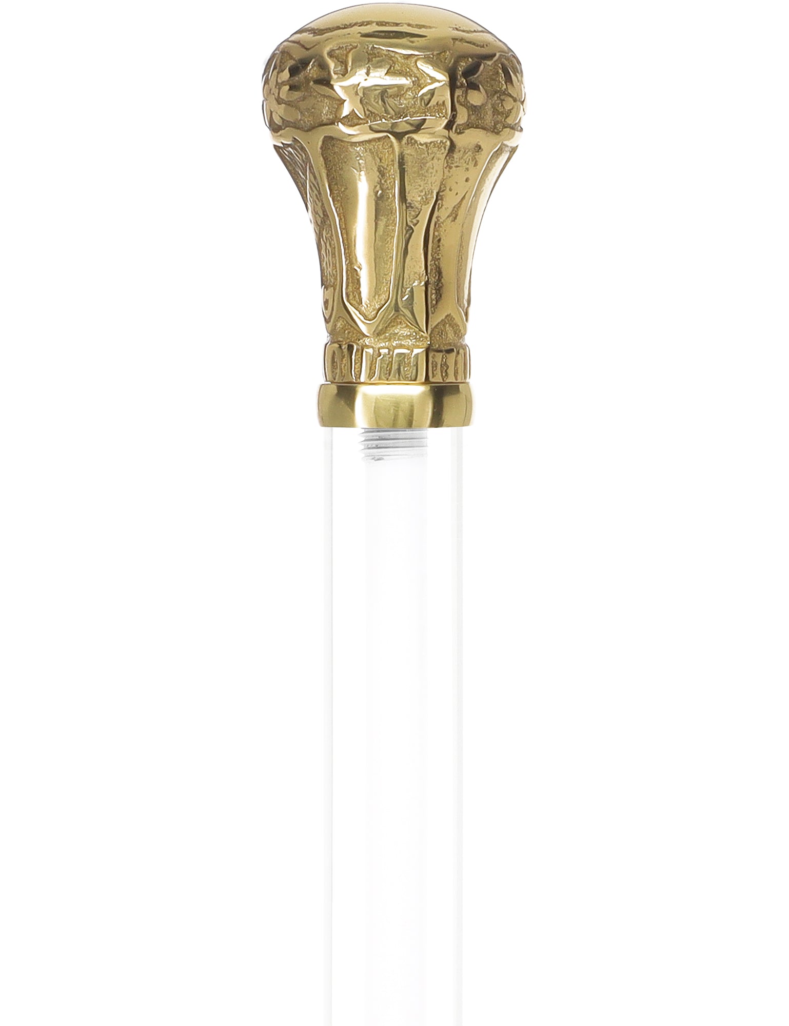 Crystal Elegance Brass Knob Cane with Invisible Acrylic Shaft Options Clear Lucite Walking Canes - Tophatter Daily Deals