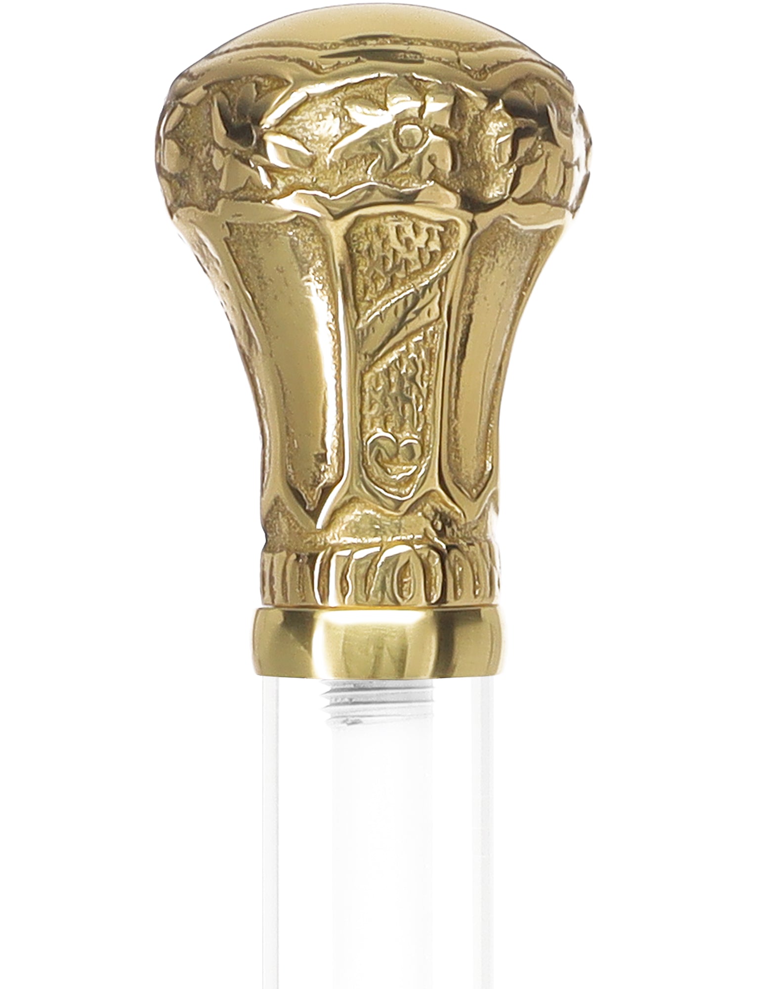 Crystal Elegance Brass Knob Cane with Invisible Acrylic Shaft Options Clear Lucite Walking Canes - Tophatter Daily Deals