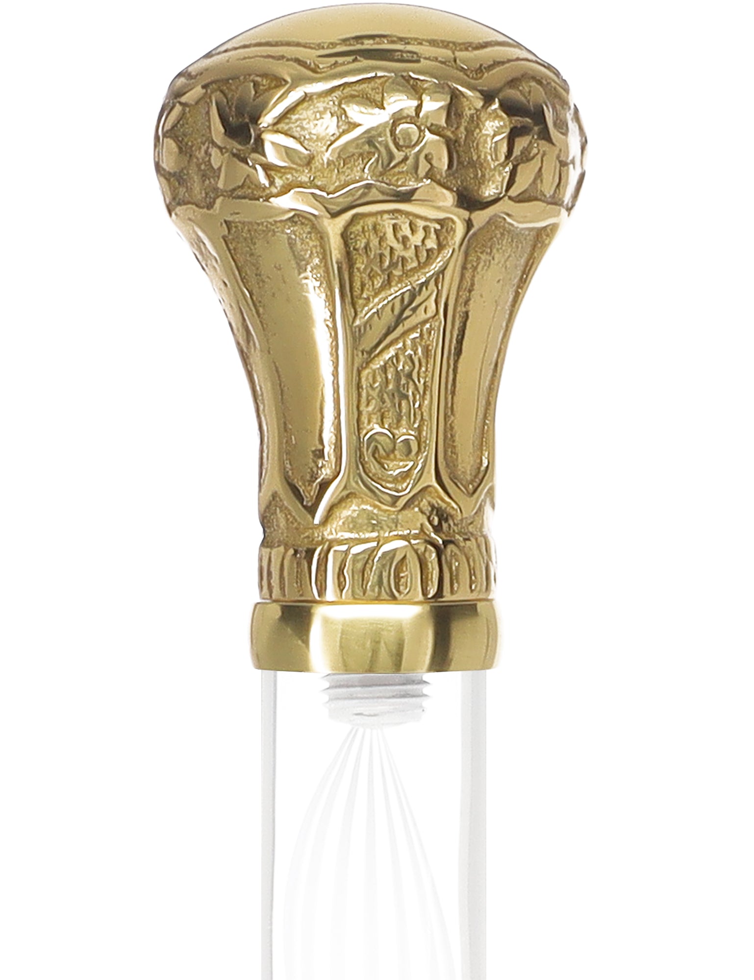 Crystal Elegance Brass Knob Cane with Invisible Acrylic Shaft Options Clear Lucite Walking Canes - Tophatter Daily Deals