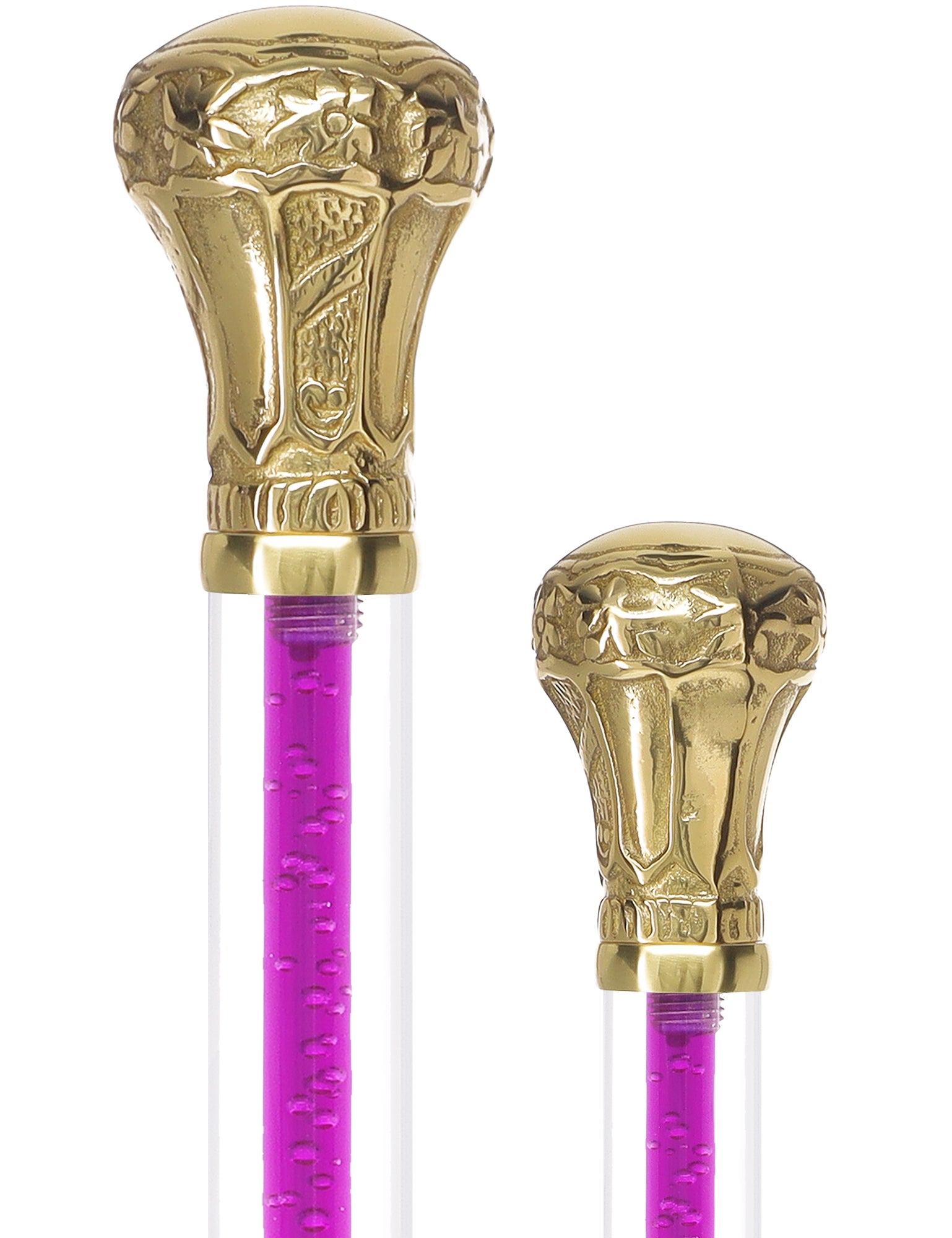 Color Crystal Elegance Brass Knob Cane with Invisible Acrylic Shaft Options Clear Lucite Walking Canes - Tophatter Daily Deals