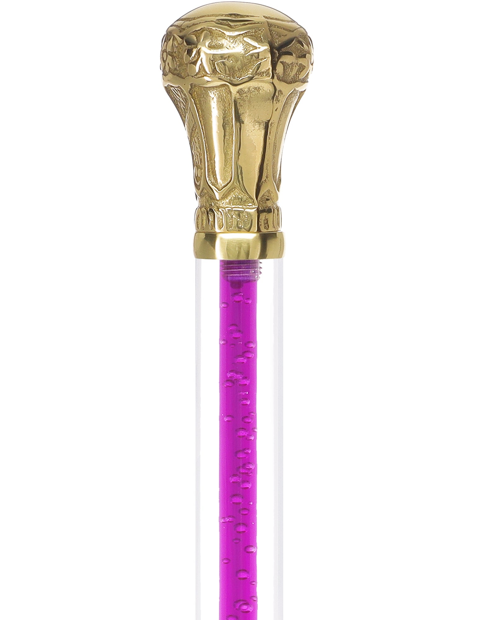 Color Crystal Elegance Brass Knob Cane with Invisible Acrylic Shaft Options Clear Lucite Walking Canes - Tophatter Daily Deals