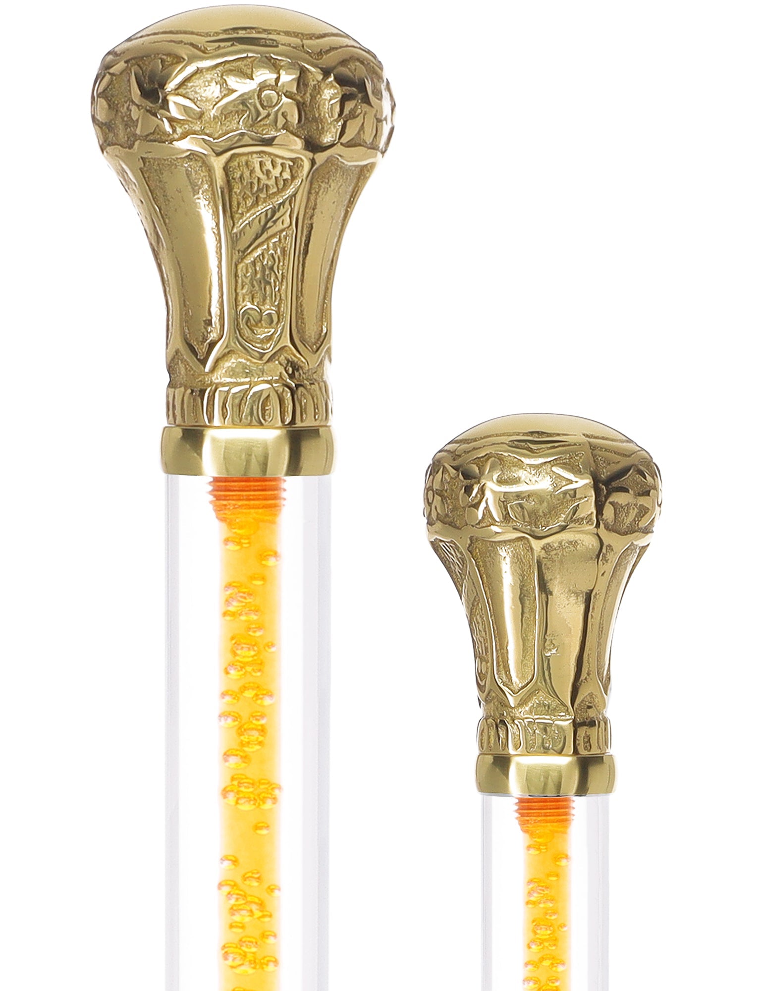 Color Crystal Elegance Brass Knob Cane with Invisible Acrylic Shaft Options Clear Lucite Walking Canes - Tophatter Daily Deals
